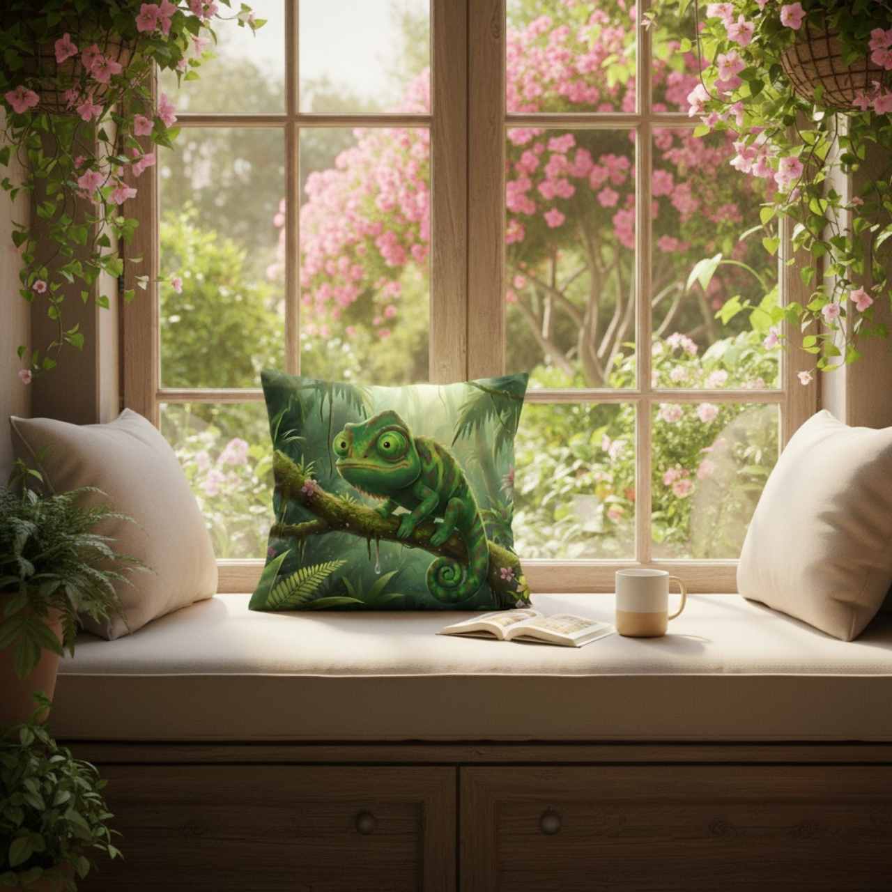 Zane the Chameleon - Square Faux-Suede Pillowcase product thumbnail image Zane the Chameleon - Square Faux-Suede Pillowcase product thumbnail image