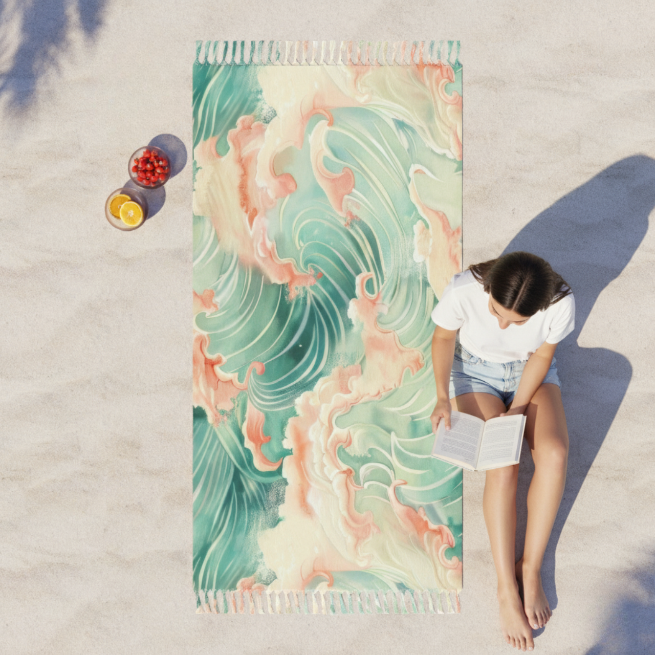 Boho Pastel Wave Beach Towel | Seafoam & Coral Abstract Coastal Design | Summer Lovin’ Co. Soft Oversized Towel for Beach Days, Pool Lounging, Vacations & Gifts product thumbnail image Boho Pastel Wave Beach Towel | Seafoam & Coral Abstract Coastal Design | Summer Lovin’ Co. Soft Oversized Towel for Beach Days, Pool Lounging, Vacations & Gifts product thumbnail image