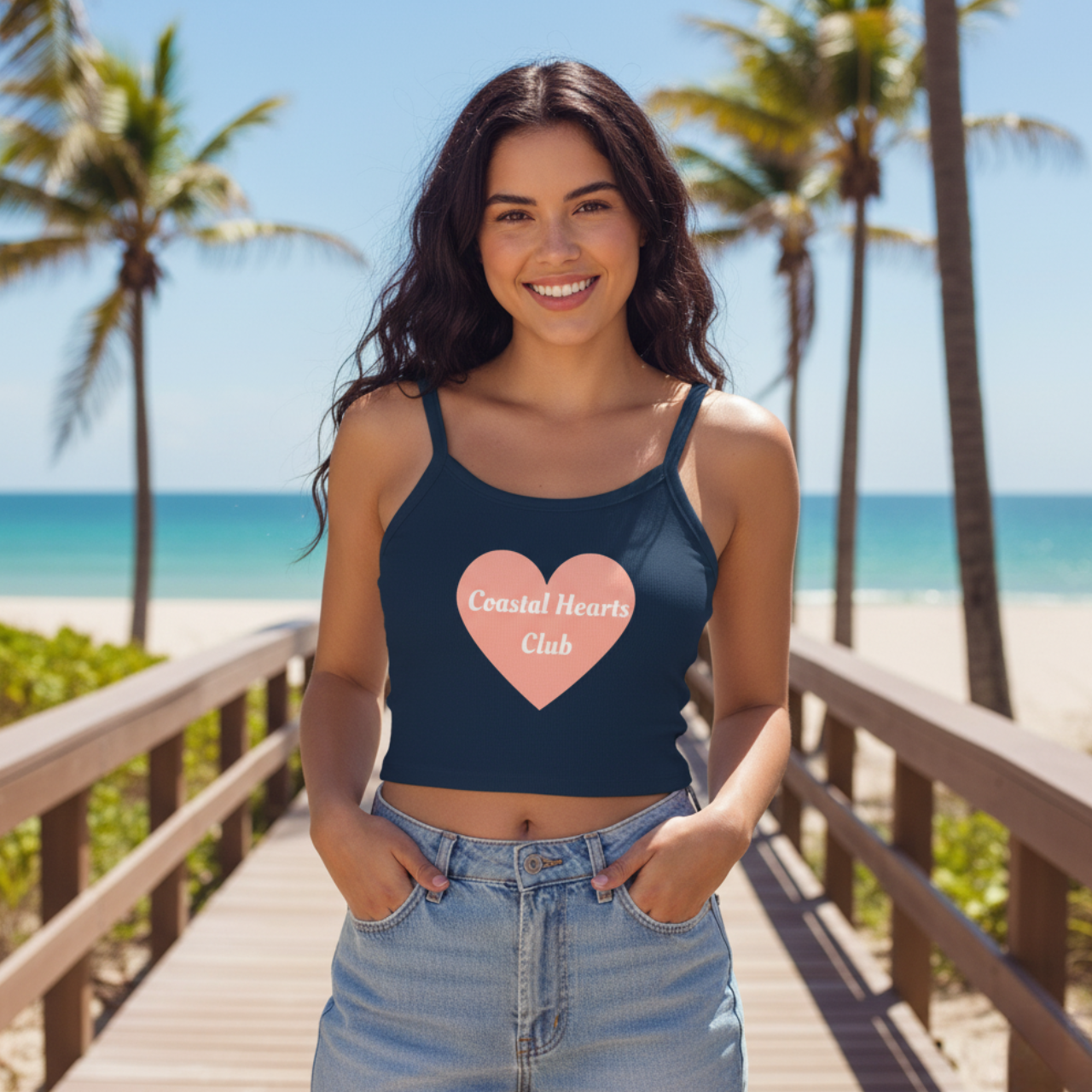 Coastal Hearts Club Tank Top | Retro Beach Crop | Summer Lovin’ Co. product thumbnail image
