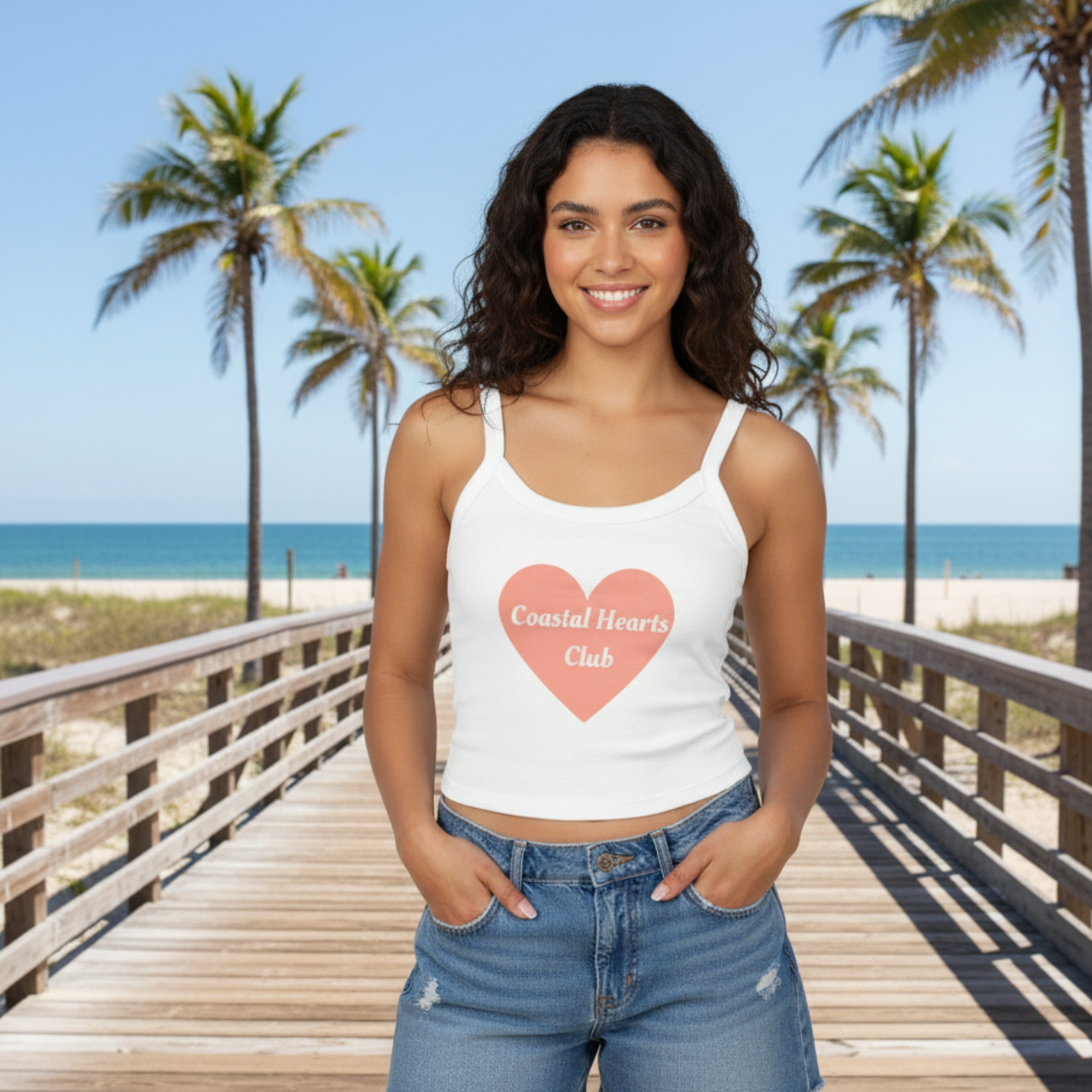 Coastal Hearts Club Tank Top | Retro Beach Crop | Summer Lovin’ Co. product thumbnail image