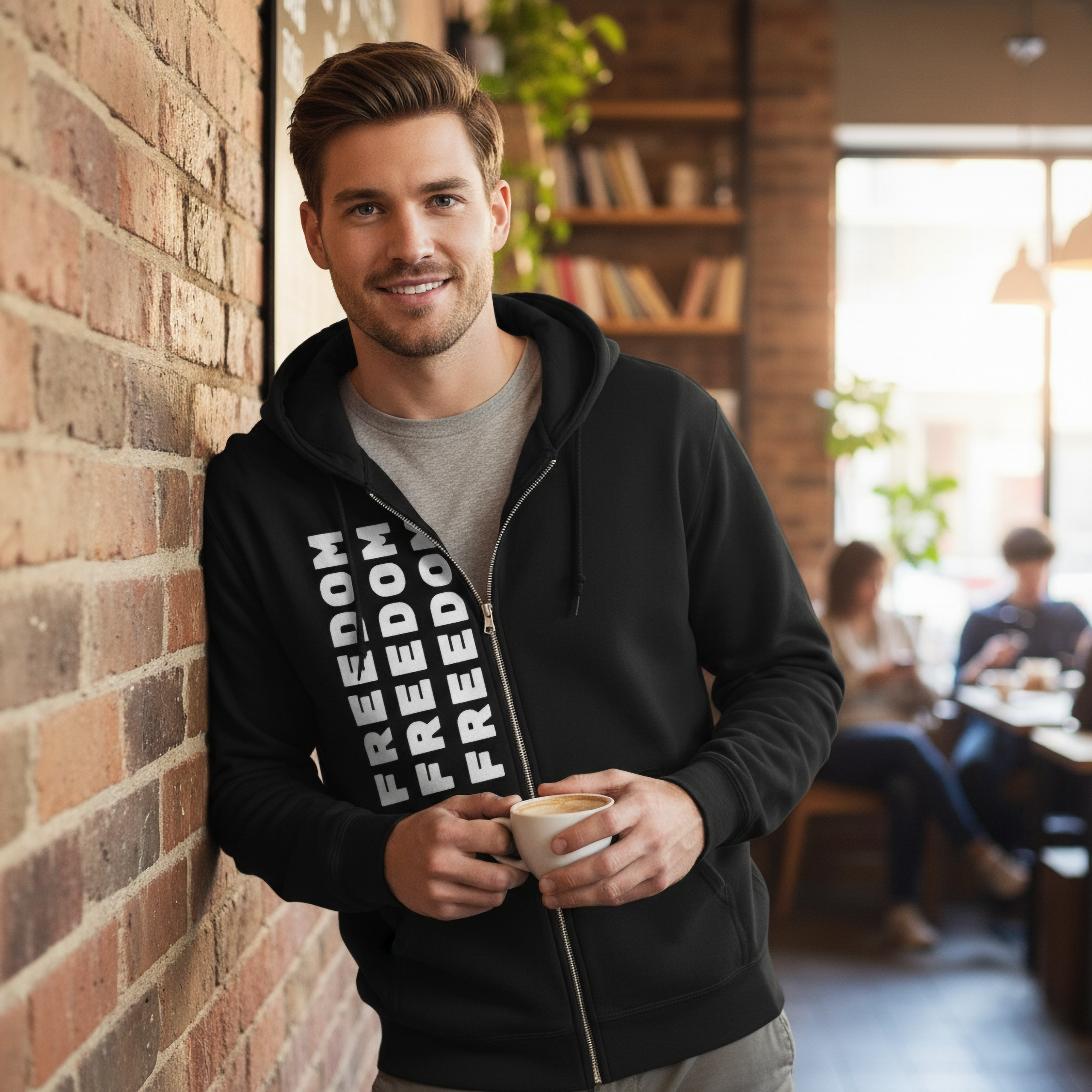 Freedom Zip-Up Hoodie for Unisex, Cozy Sweatshirt for Everyday Wear, Inspirational Gift, Casual Style, Perfect for Celebrations product thumbnail image Freedom Zip-Up Hoodie for Unisex, Cozy Sweatshirt for Everyday Wear, Inspirational Gift, Casual Style, Perfect for Celebrations product thumbnail image