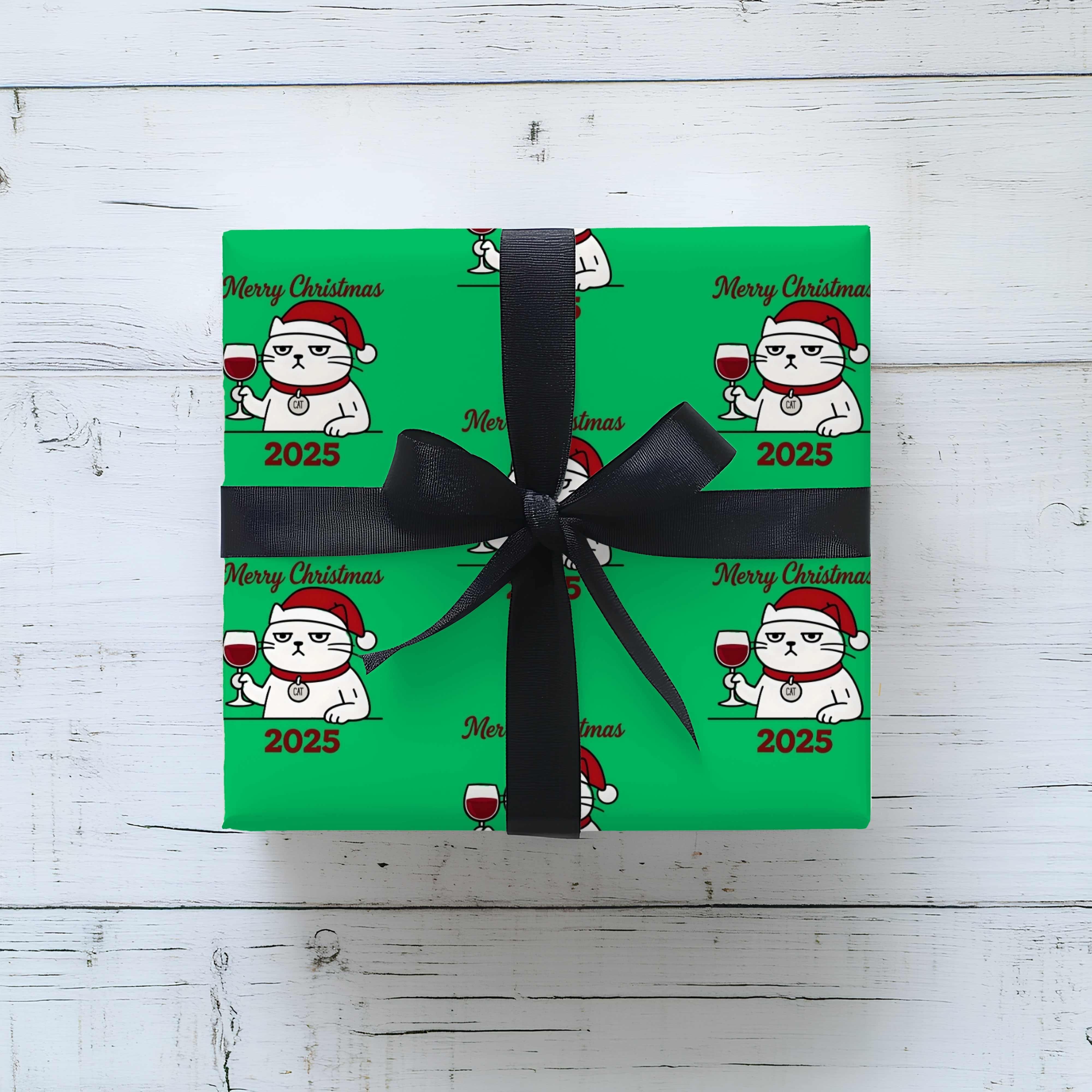 Christmas Wrapping Paper Roll - Festive Green Design with Cute Cat Wrapping Paper product thumbnail image Christmas Wrapping Paper Roll - Festive Green Design with Cute Cat Wrapping Paper product thumbnail image