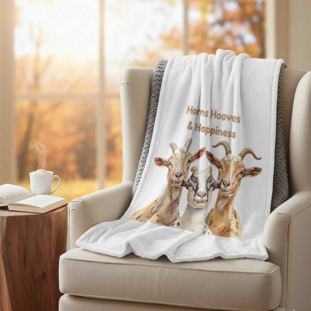  Horns Hooves &amp; Happiness - Velveteen Microfiber Blanket