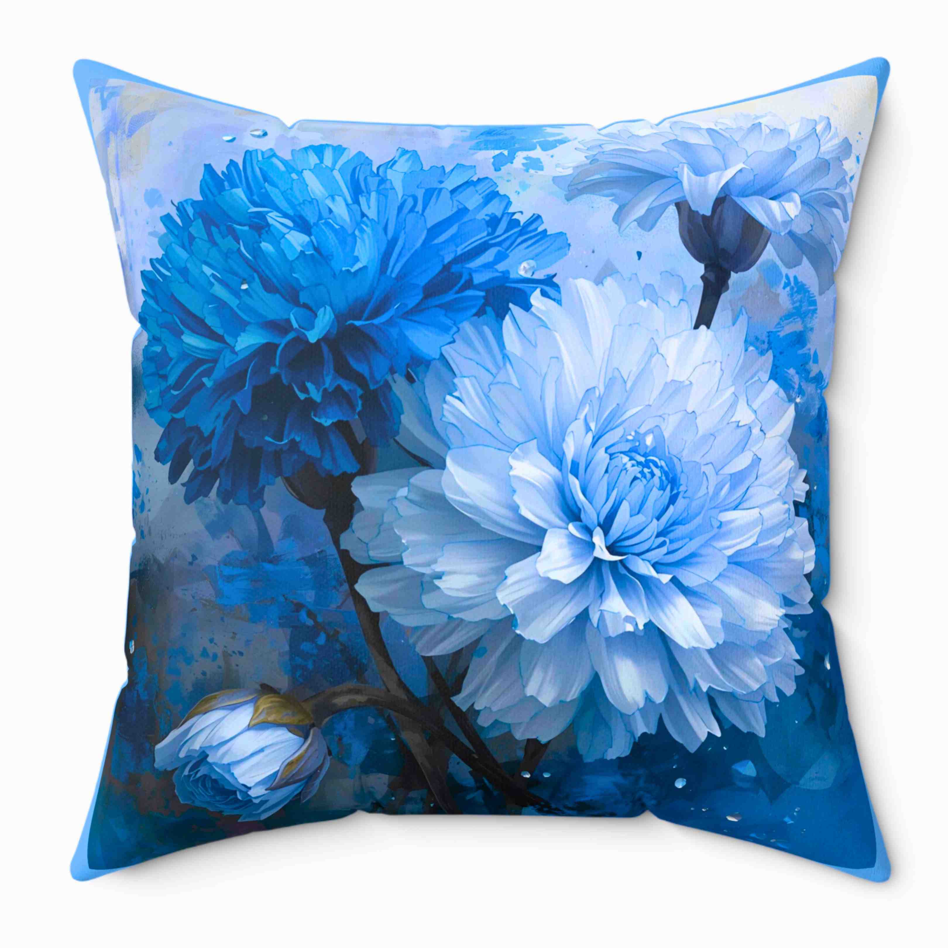 Carnations of Blue Decorative Pillow, Cozy Home Accent, Flower Cushion, Boho Decor, Gift for Her, Spring Home Decor product thumbnail image