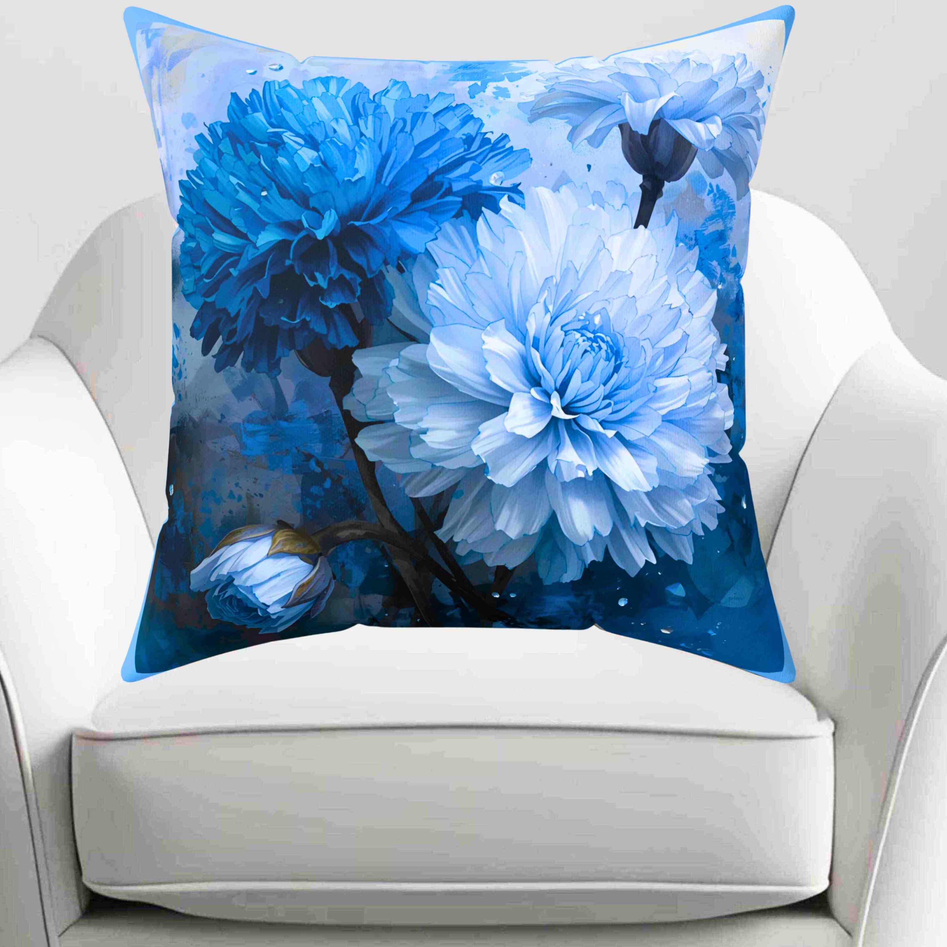 Carnations of Blue Decorative Pillow, Cozy Home Accent, Flower Cushion, Boho Decor, Gift for Her, Spring Home Decor product thumbnail image