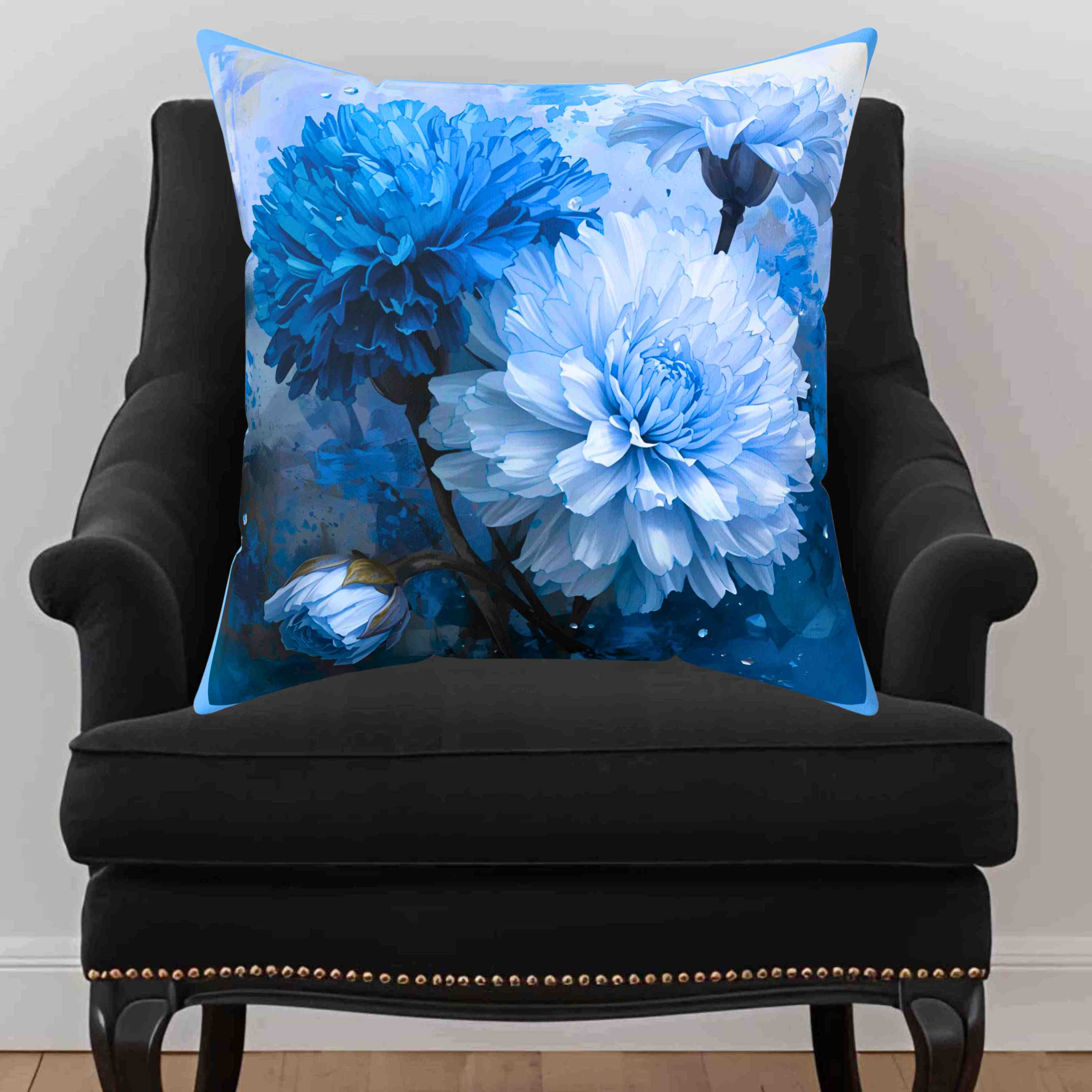 Carnations of Blue Decorative Pillow, Cozy Home Accent, Flower Cushion, Boho Decor, Gift for Her, Spring Home Decor product thumbnail image