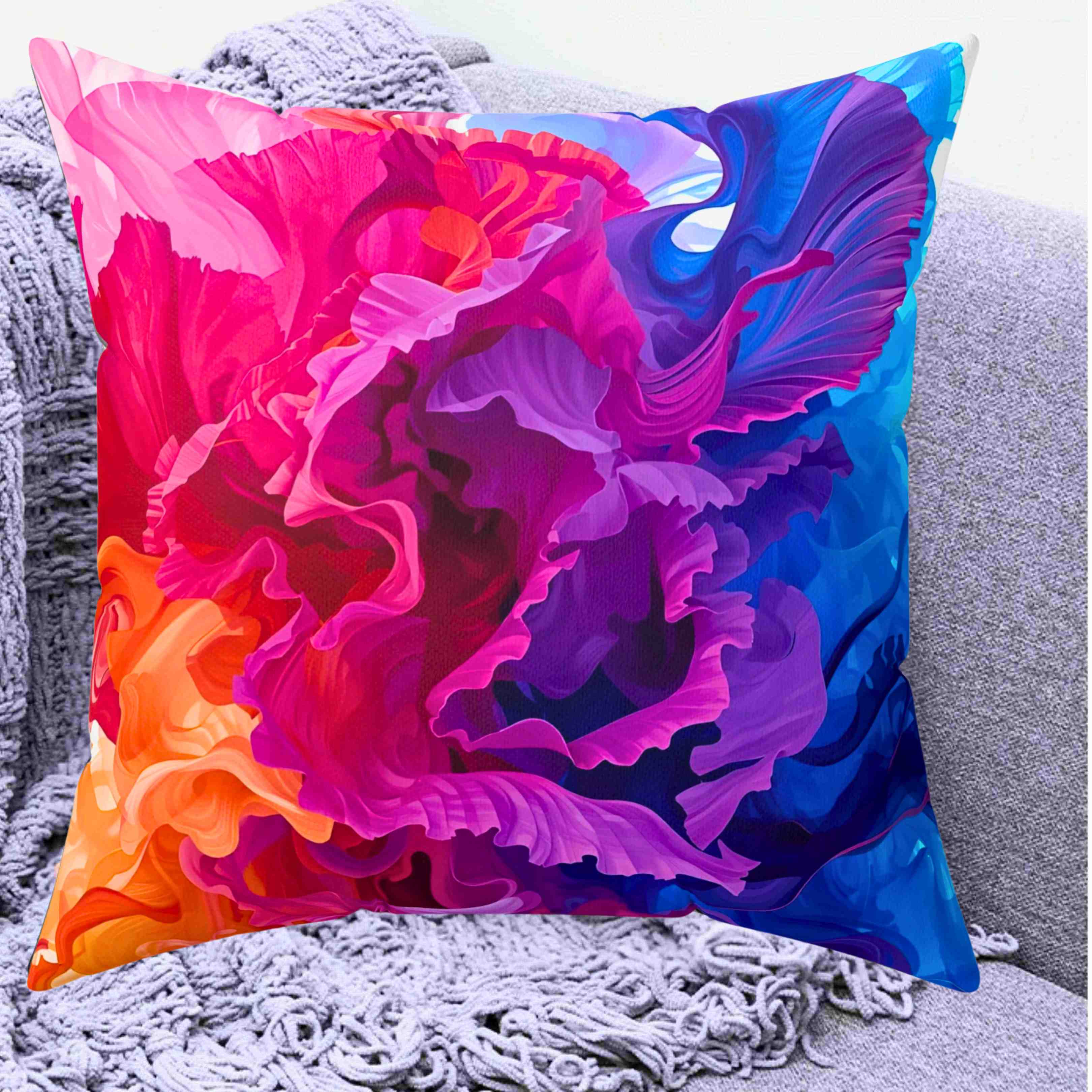 Carnation Abstract Pillow, Colorful Home Decor, Boho Pillow, Unique Gift for Her, Cozy Living Room Accent product thumbnail image