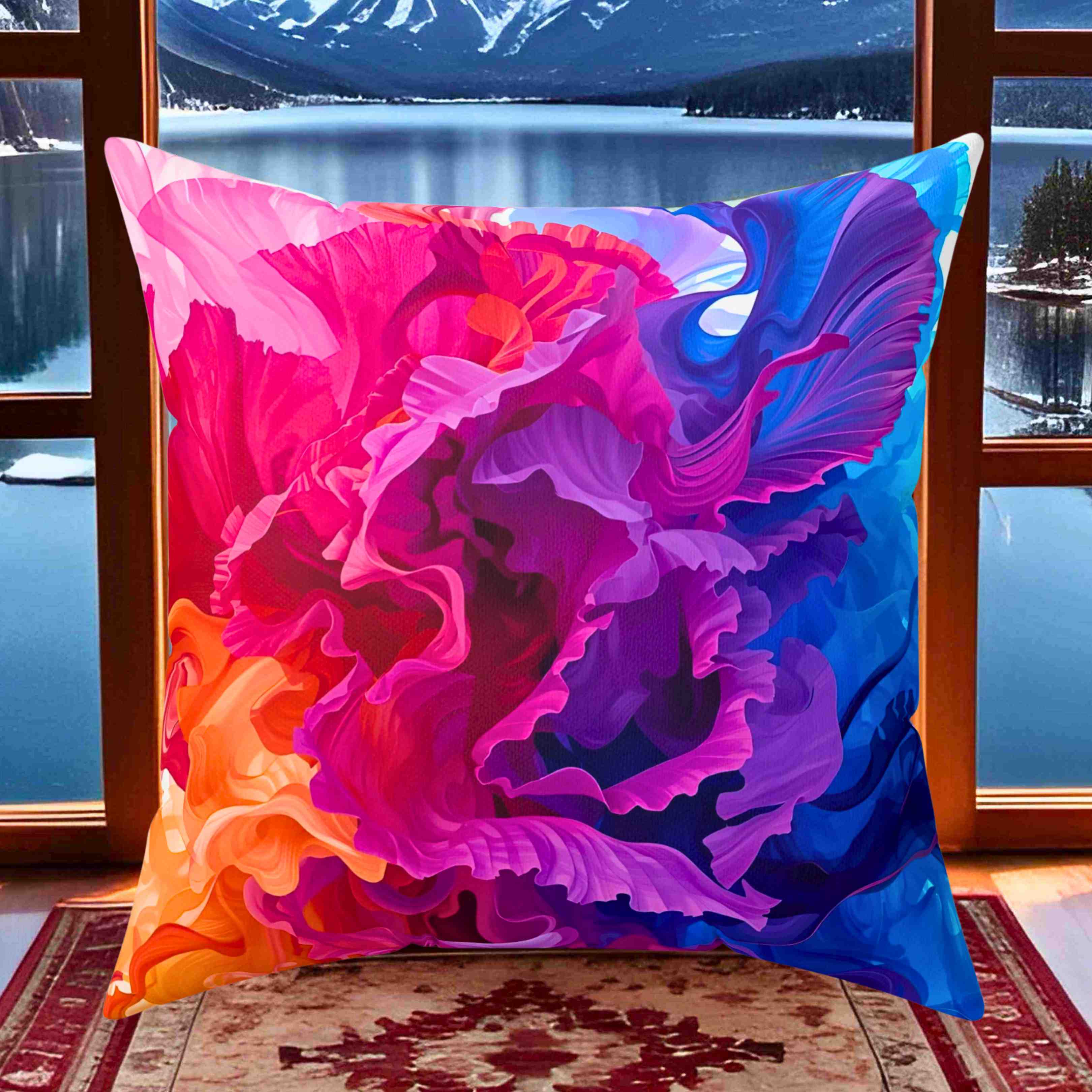 Carnation Abstract Pillow, Colorful Home Decor, Boho Pillow, Unique Gift for Her, Cozy Living Room Accent product thumbnail image