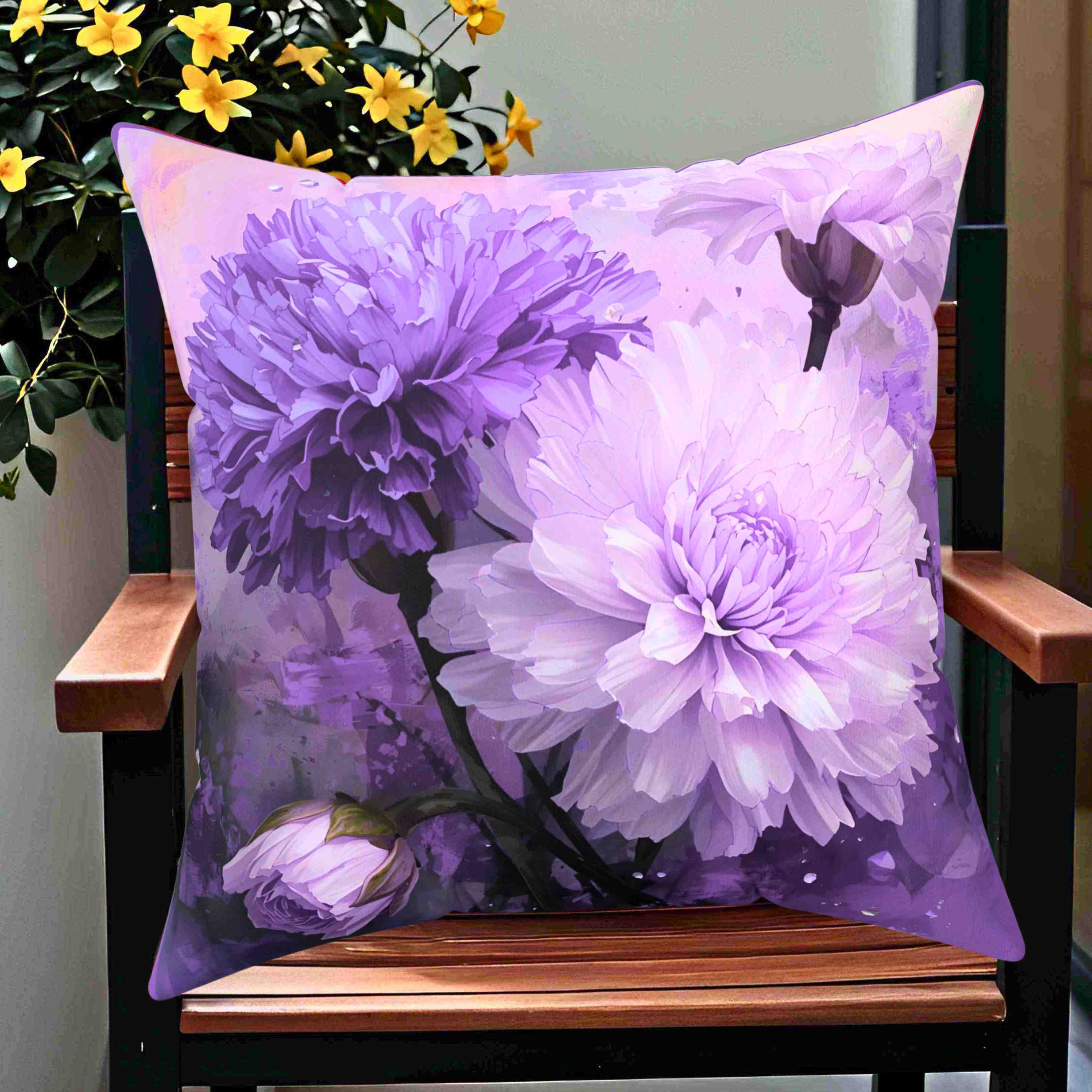 Elegant Carnation Floral Throw Pillow, Purple Flower Decor, Home Accent Cushion, Gift for Spring, Throw Pillow for Living Room, Decorative Pillow product thumbnail image