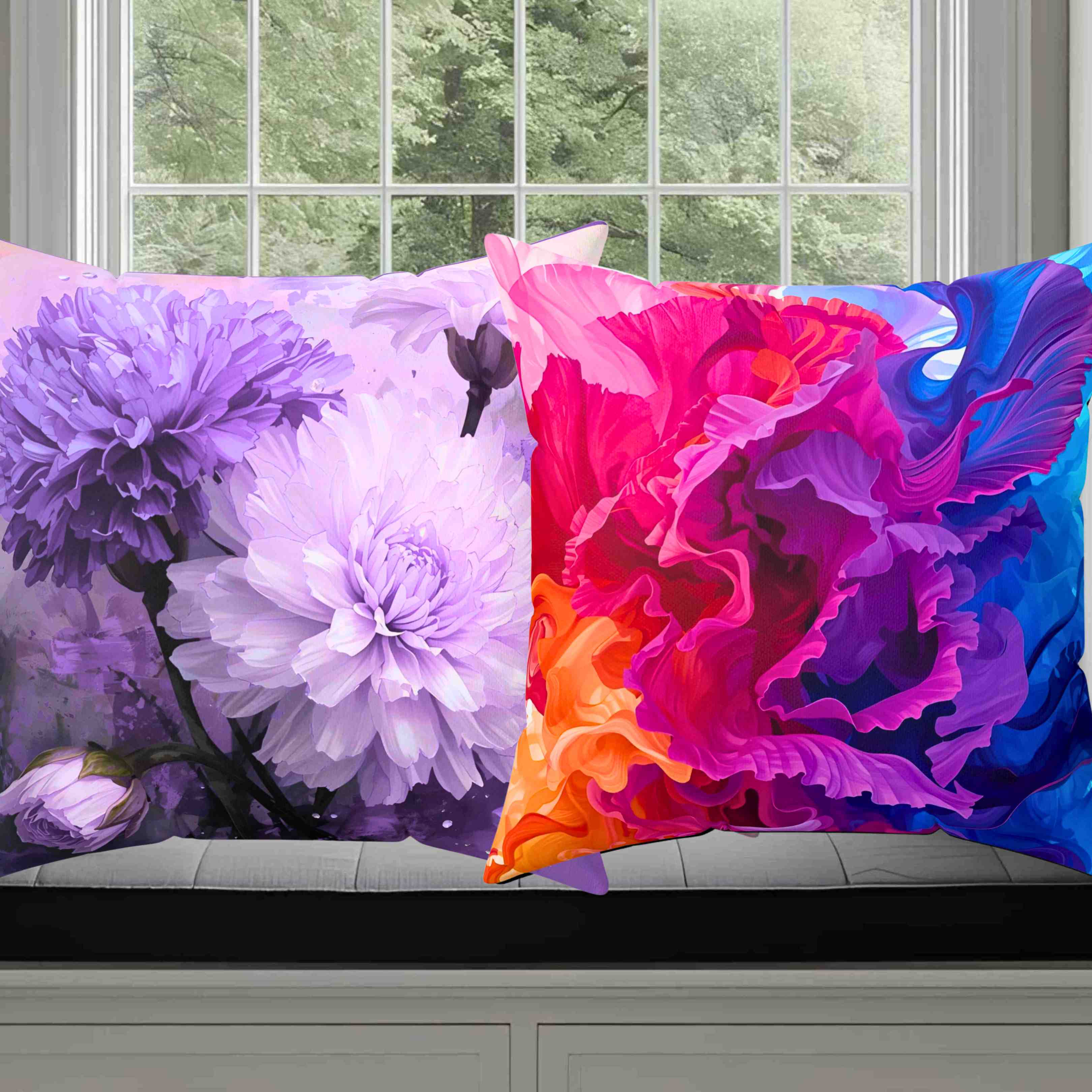 Elegant Carnation Floral Throw Pillow, Purple Flower Decor, Home Accent Cushion, Gift for Spring, Throw Pillow for Living Room, Decorative Pillow product thumbnail image