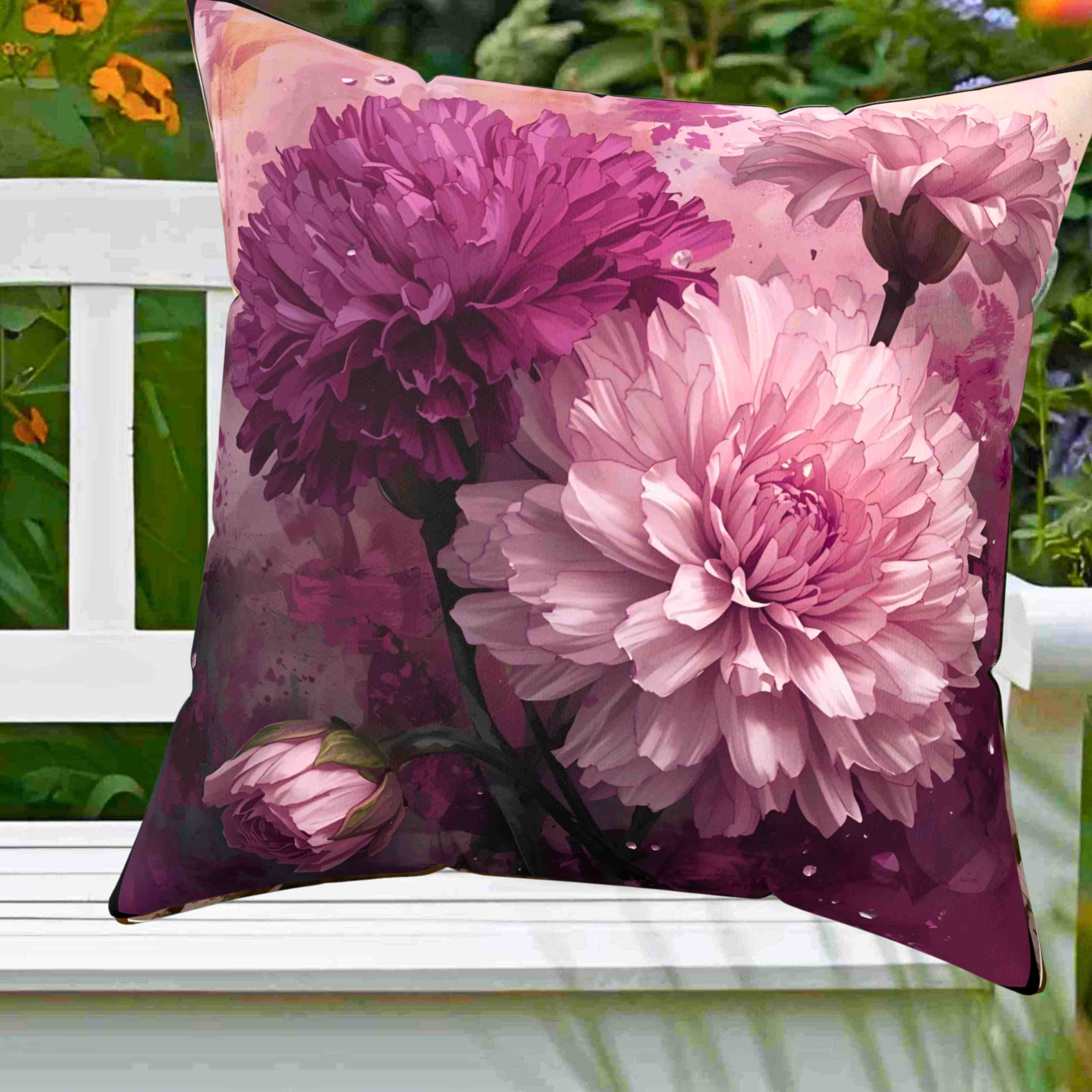 Floral Carnation Throw Pillow for Cozy Home Decor, Decorative Cushion, Flower Pillow, Sofa Accent, Bed Pillow, Gift for Her Floral Carnation Throw Pillow for Cozy Home Decor, Decorative Cushion, Flower Pillow, Sofa Accent, Bed Pillow, Gift for Her