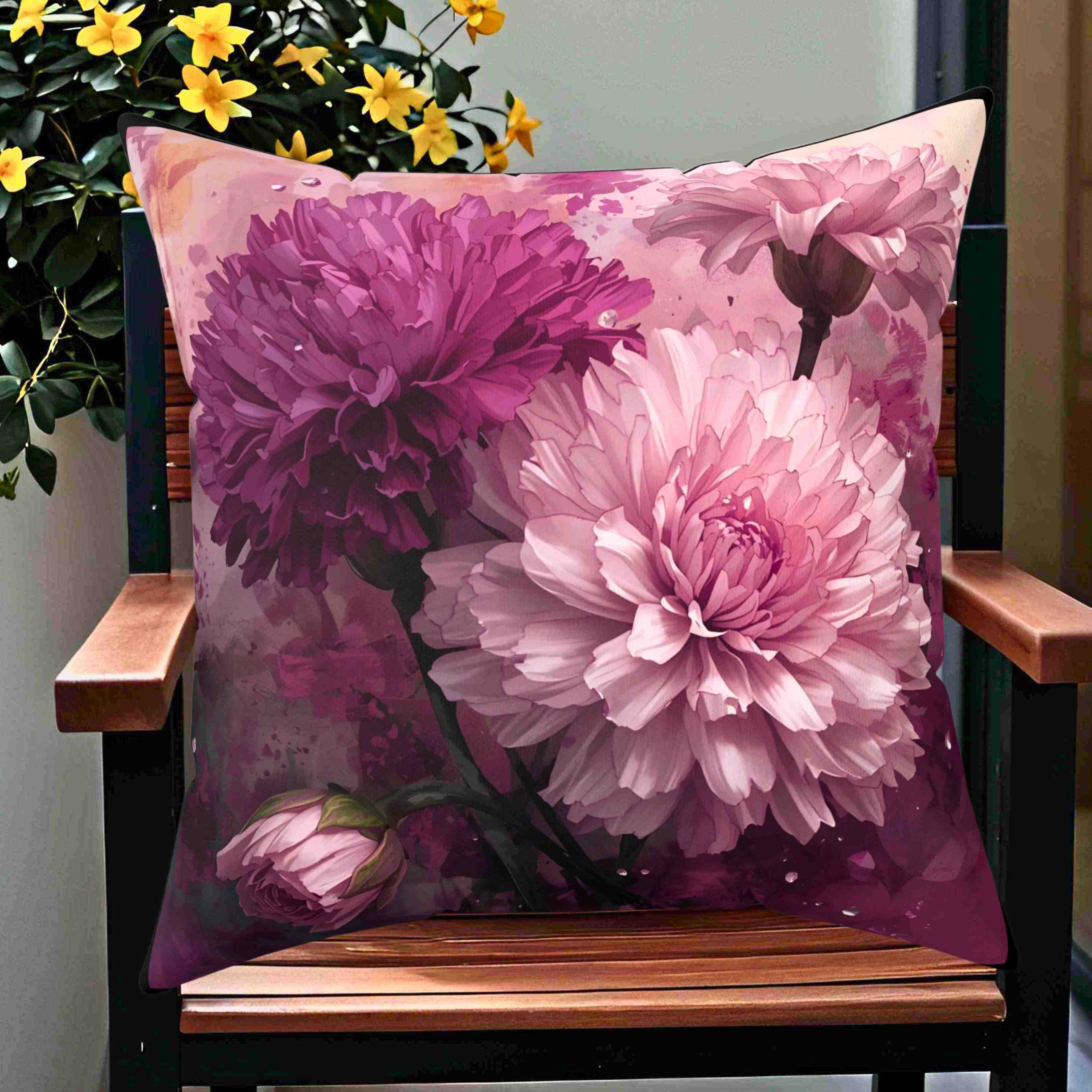 Floral Carnation Throw Pillow for Cozy Home Decor, Decorative Cushion, Flower Pillow, Sofa Accent, Bed Pillow, Gift for Her product thumbnail image