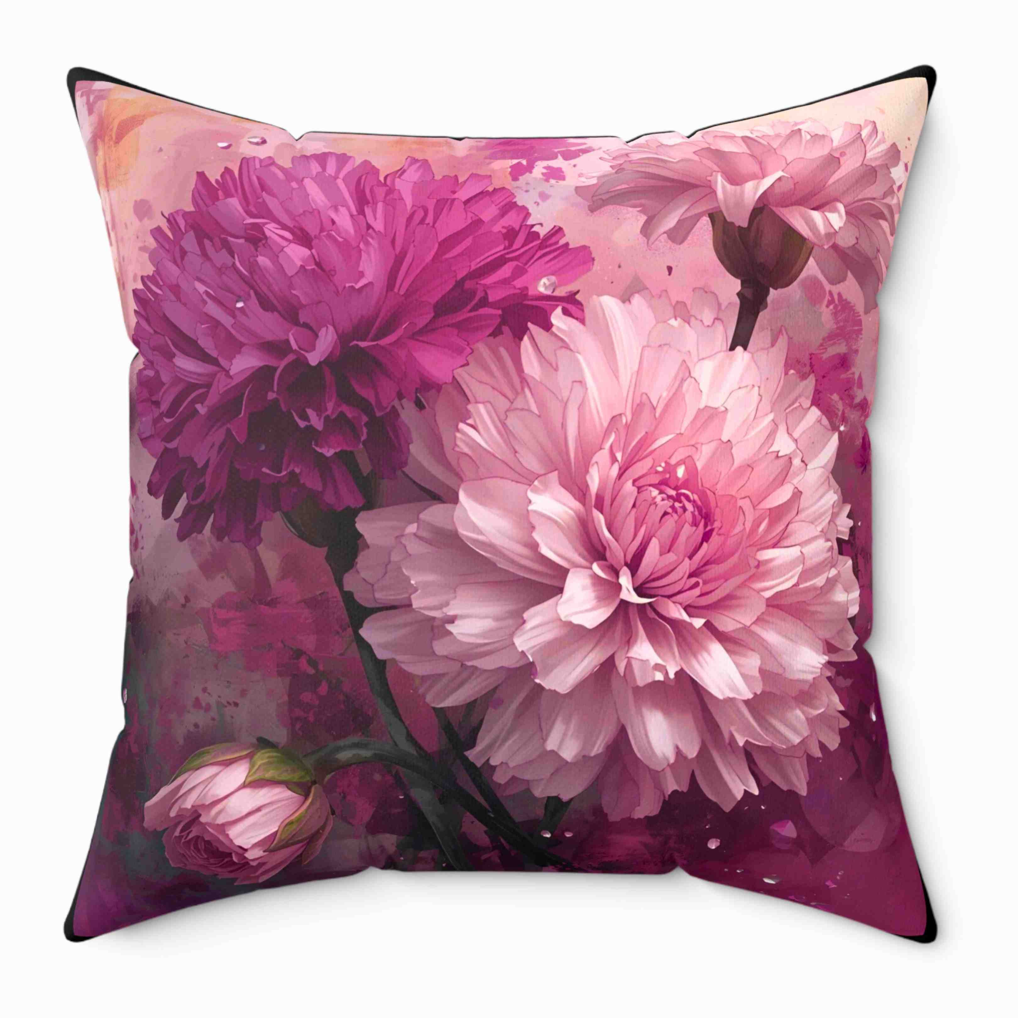 Floral Carnation Throw Pillow for Cozy Home Decor, Decorative Cushion, Flower Pillow, Sofa Accent, Bed Pillow, Gift for Her product thumbnail image