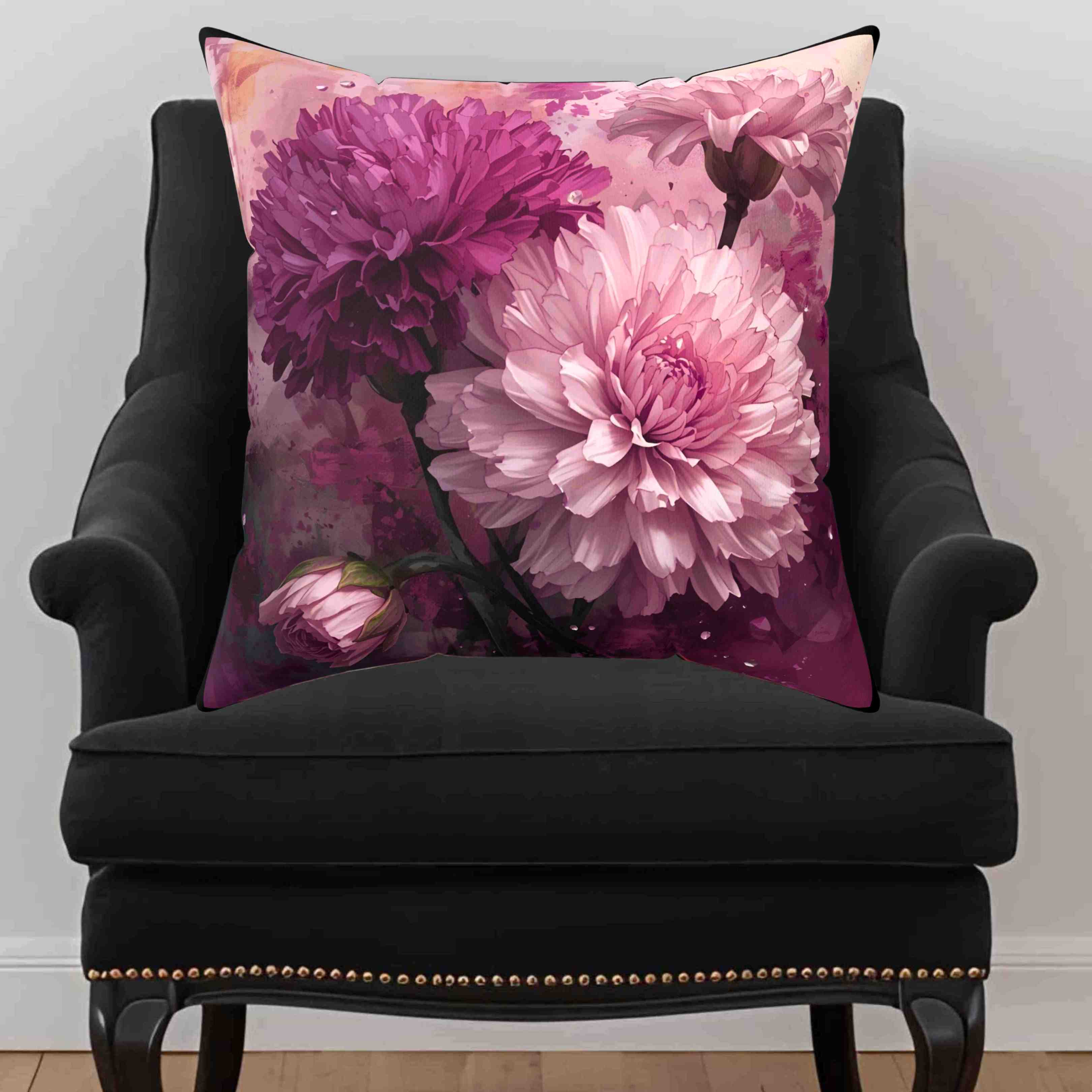 Floral Carnation Throw Pillow for Cozy Home Decor, Decorative Cushion, Flower Pillow, Sofa Accent, Bed Pillow, Gift for Her product thumbnail image