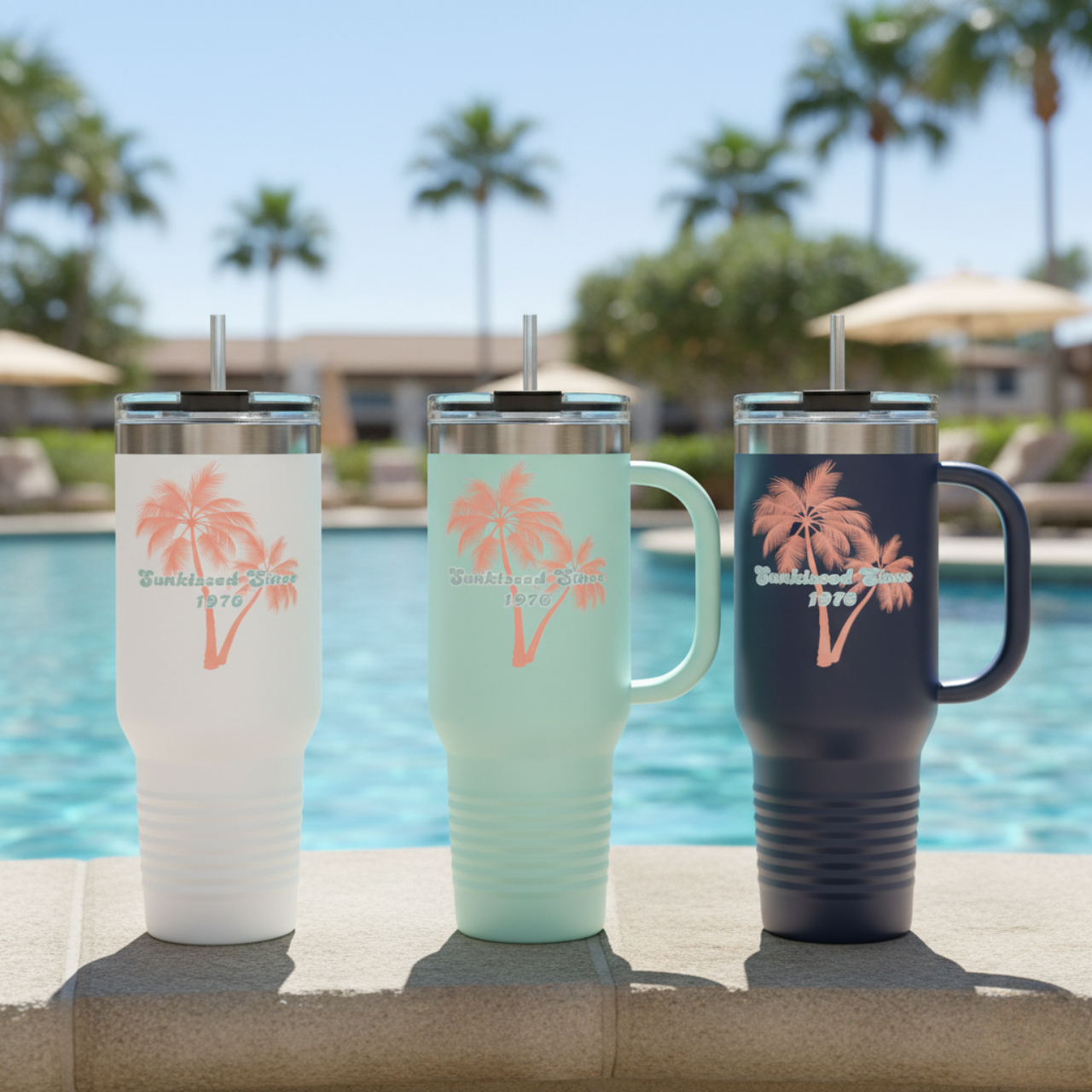 Tropical Palm Insulated Travel Mug - 40oz product thumbnail image Tropical Palm Insulated Travel Mug - 40oz product thumbnail image