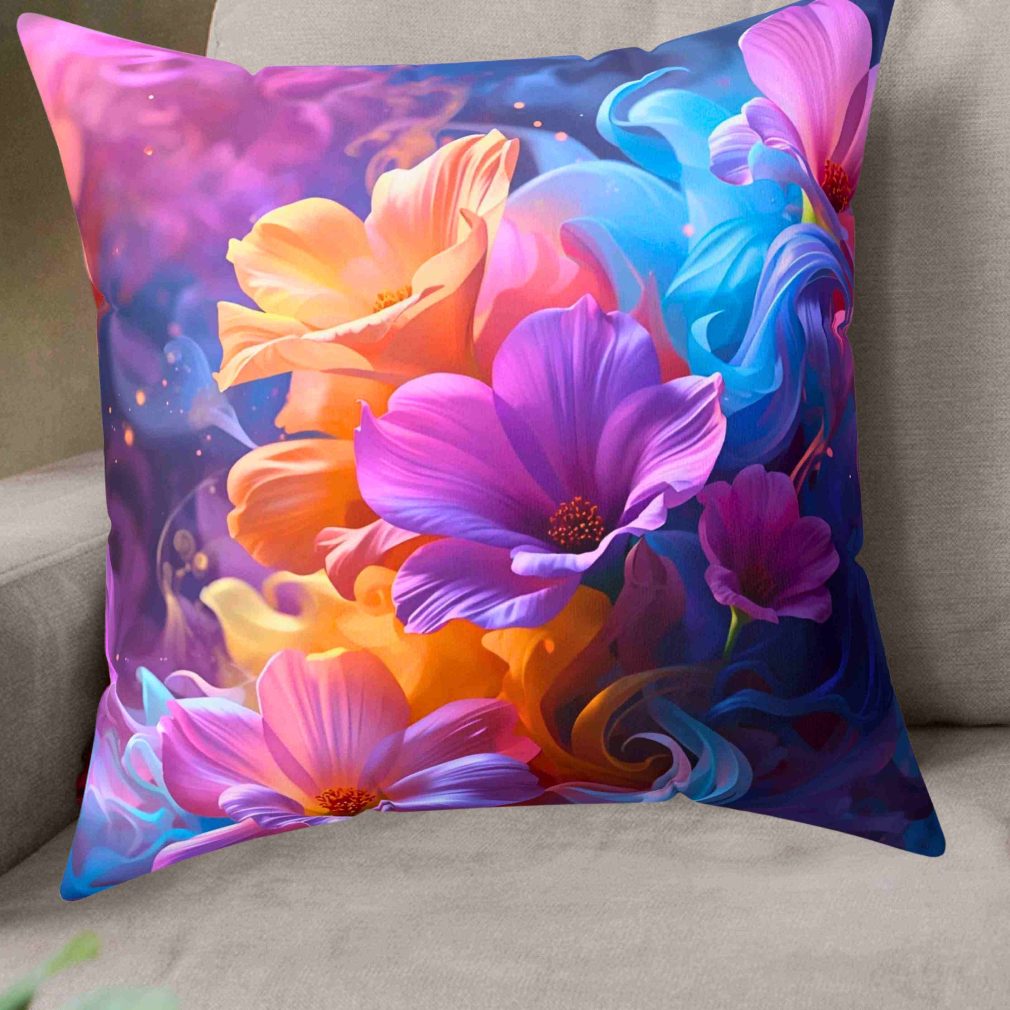 Dreamy Floral Decorative Pillow, Floral Accent Cushion for Home, Spring Decor, Cozy Living Room, Gift for Flower Lovers product thumbnail image