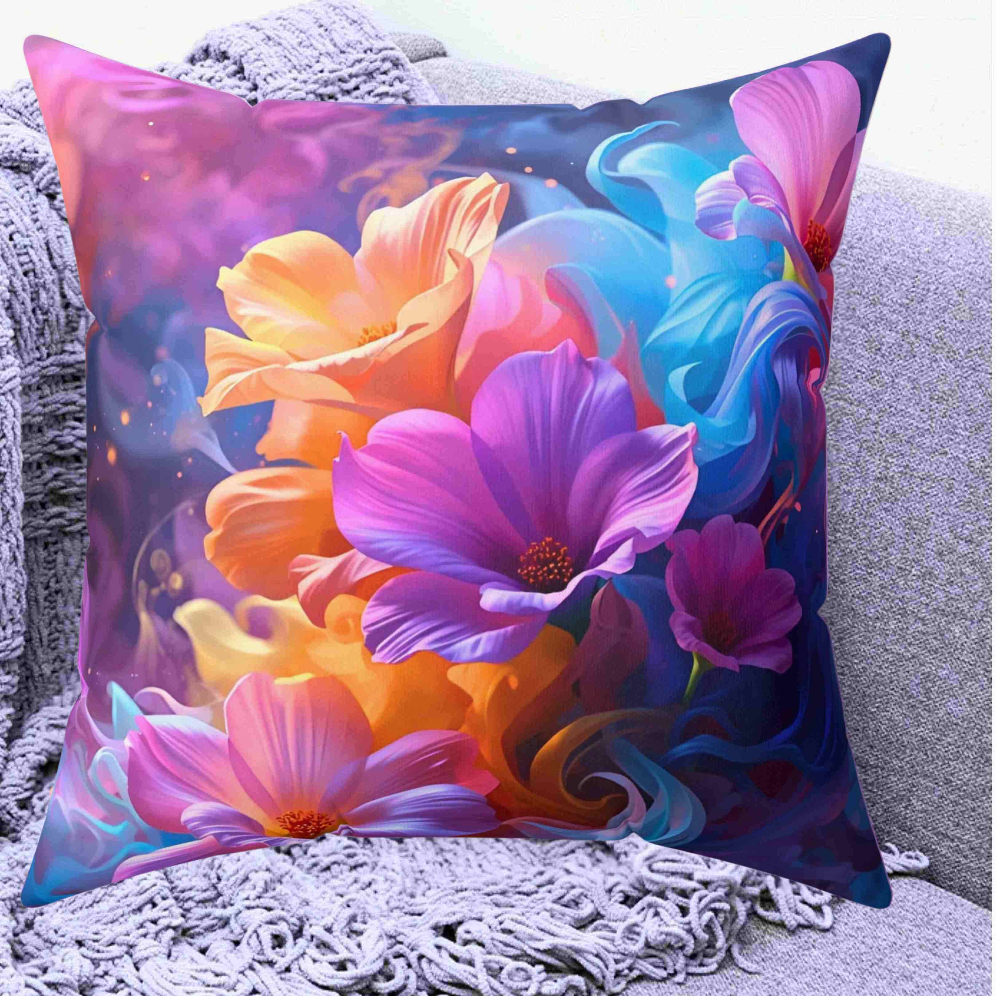 Dreamy Floral Decorative Pillow, Floral Accent Cushion for Home, Spring Decor, Cozy Living Room, Gift for Flower Lovers product thumbnail image
