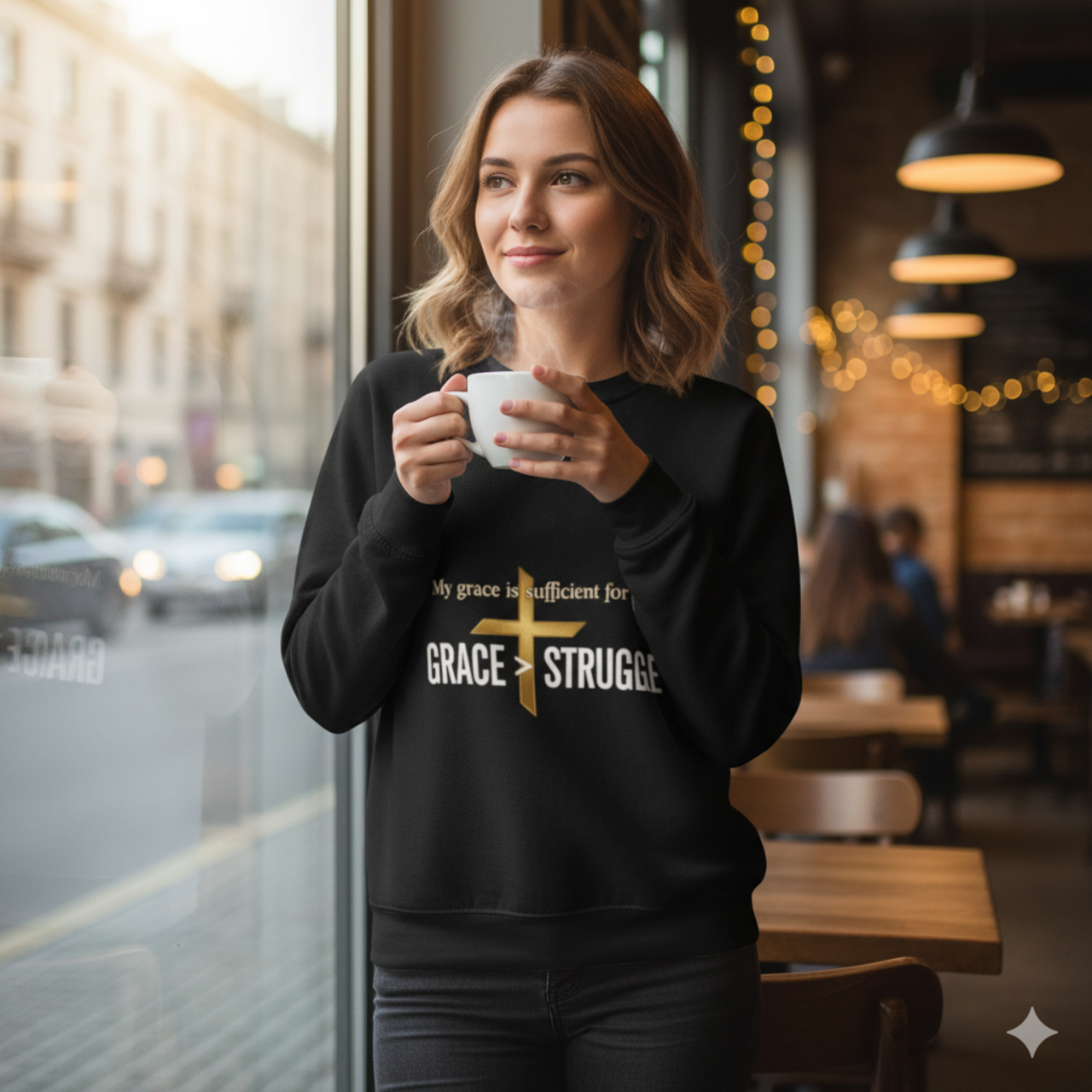 Inspirational Faith Sweatshirt - "My Grace is Sufficient for You" Crewneck Inspirational Faith Sweatshirt - "My Grace is Sufficient for You" Crewneck