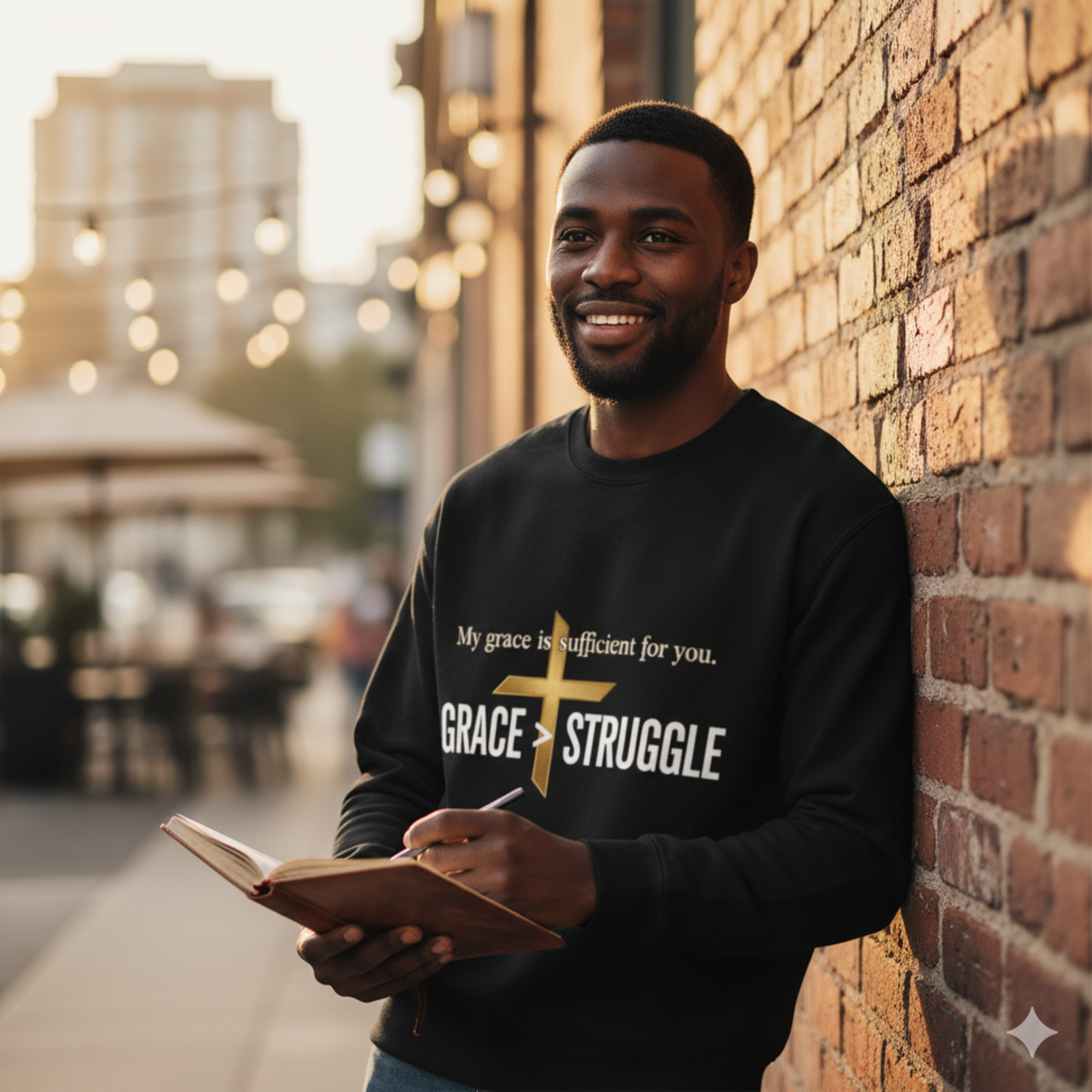 Inspirational Faith Sweatshirt - "My Grace is Sufficient for You" Crewneck product thumbnail image Inspirational Faith Sweatshirt - "My Grace is Sufficient for You" Crewneck product thumbnail image