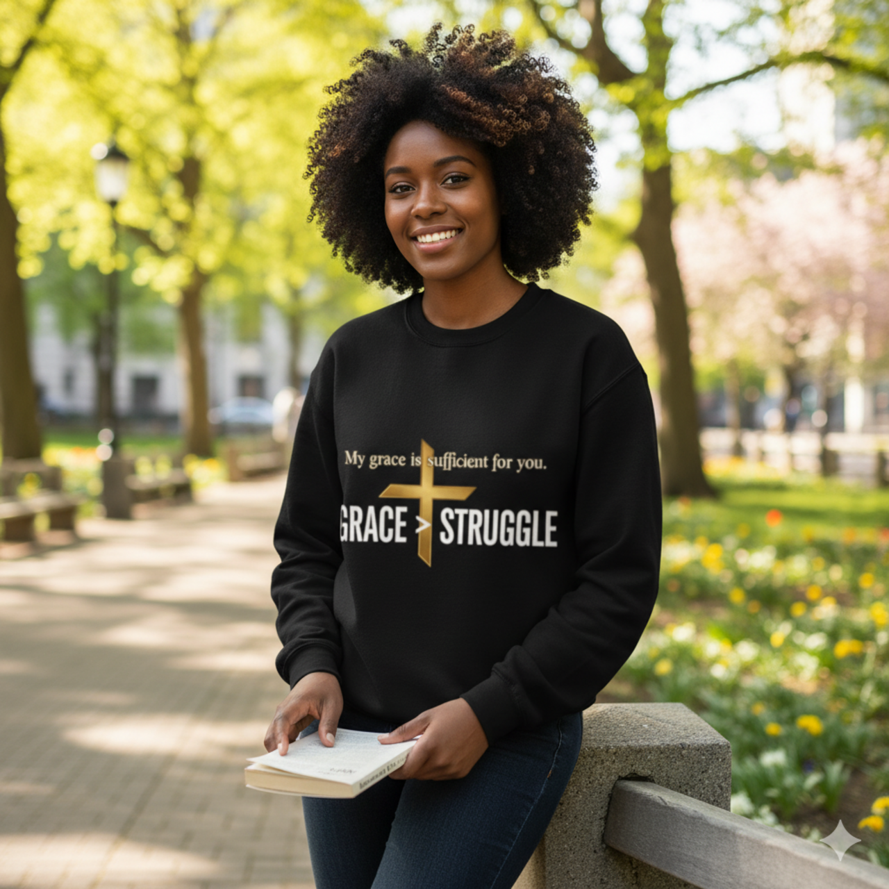 Inspirational Faith Sweatshirt - "My Grace is Sufficient for You" Crewneck product thumbnail image Inspirational Faith Sweatshirt - "My Grace is Sufficient for You" Crewneck product thumbnail image