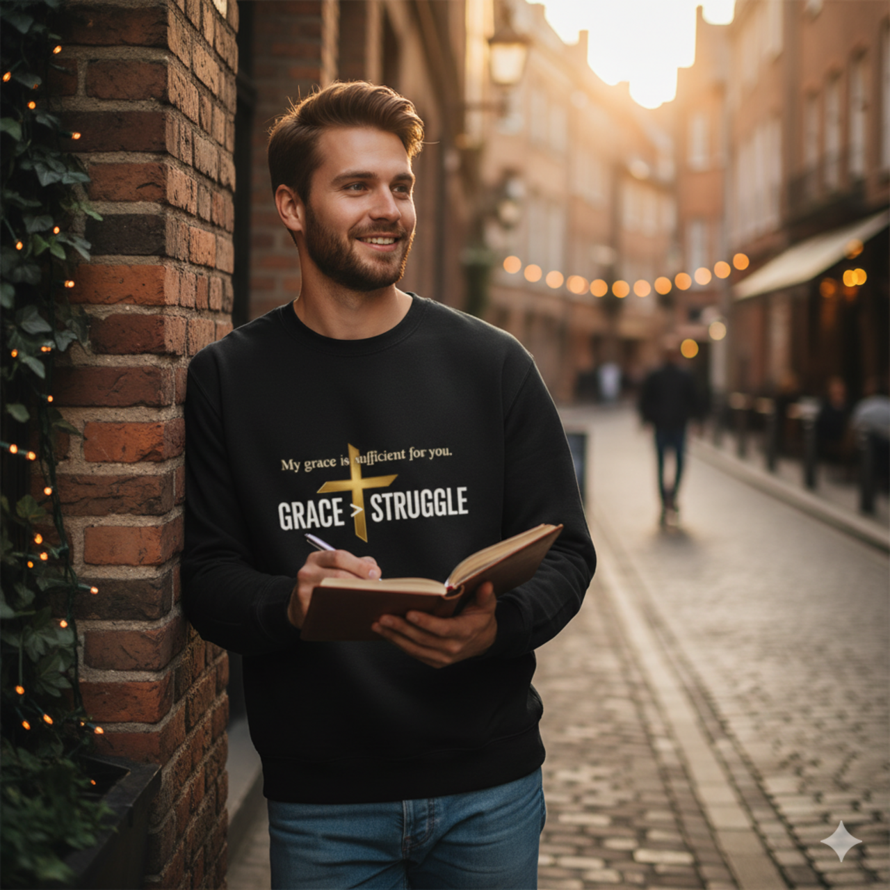 Inspirational Faith Sweatshirt - "My Grace is Sufficient for You" Crewneck product thumbnail image Inspirational Faith Sweatshirt - "My Grace is Sufficient for You" Crewneck product thumbnail image