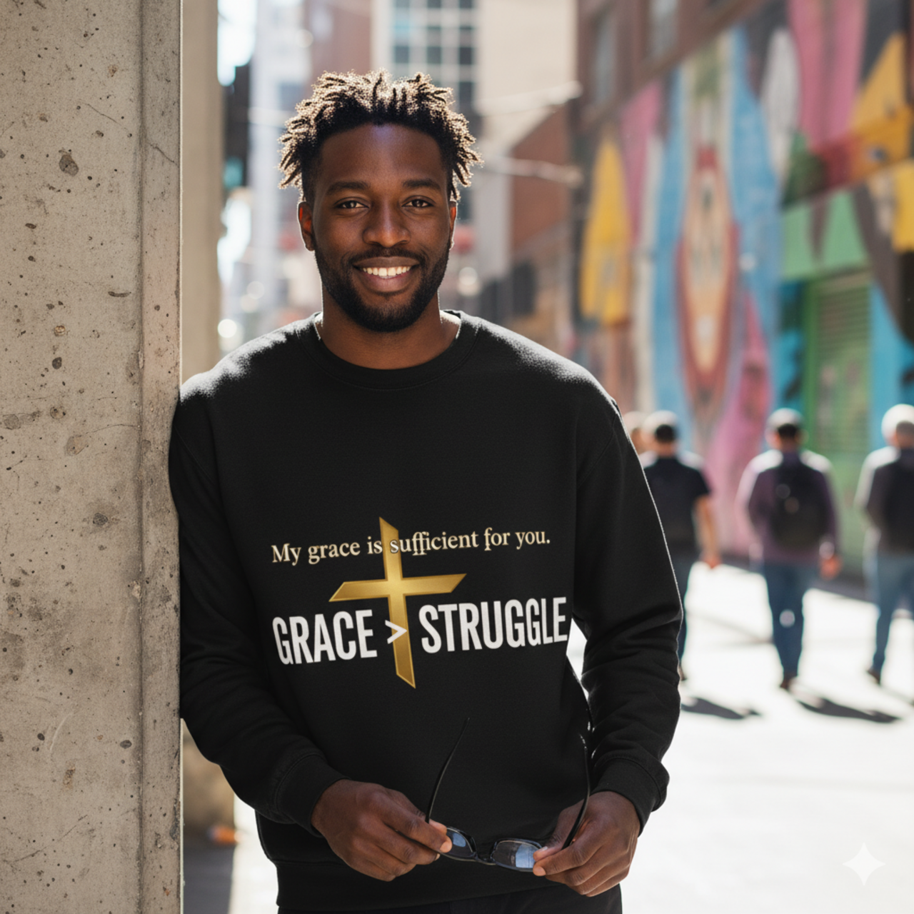 Inspirational Faith Sweatshirt - "My Grace is Sufficient for You" Crewneck product thumbnail image Inspirational Faith Sweatshirt - "My Grace is Sufficient for You" Crewneck product thumbnail image