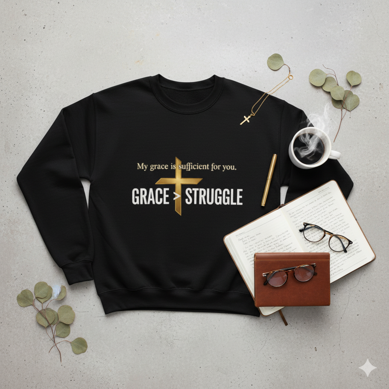 Inspirational Faith Sweatshirt - "My Grace is Sufficient for You" Crewneck product thumbnail image Inspirational Faith Sweatshirt - "My Grace is Sufficient for You" Crewneck product thumbnail image