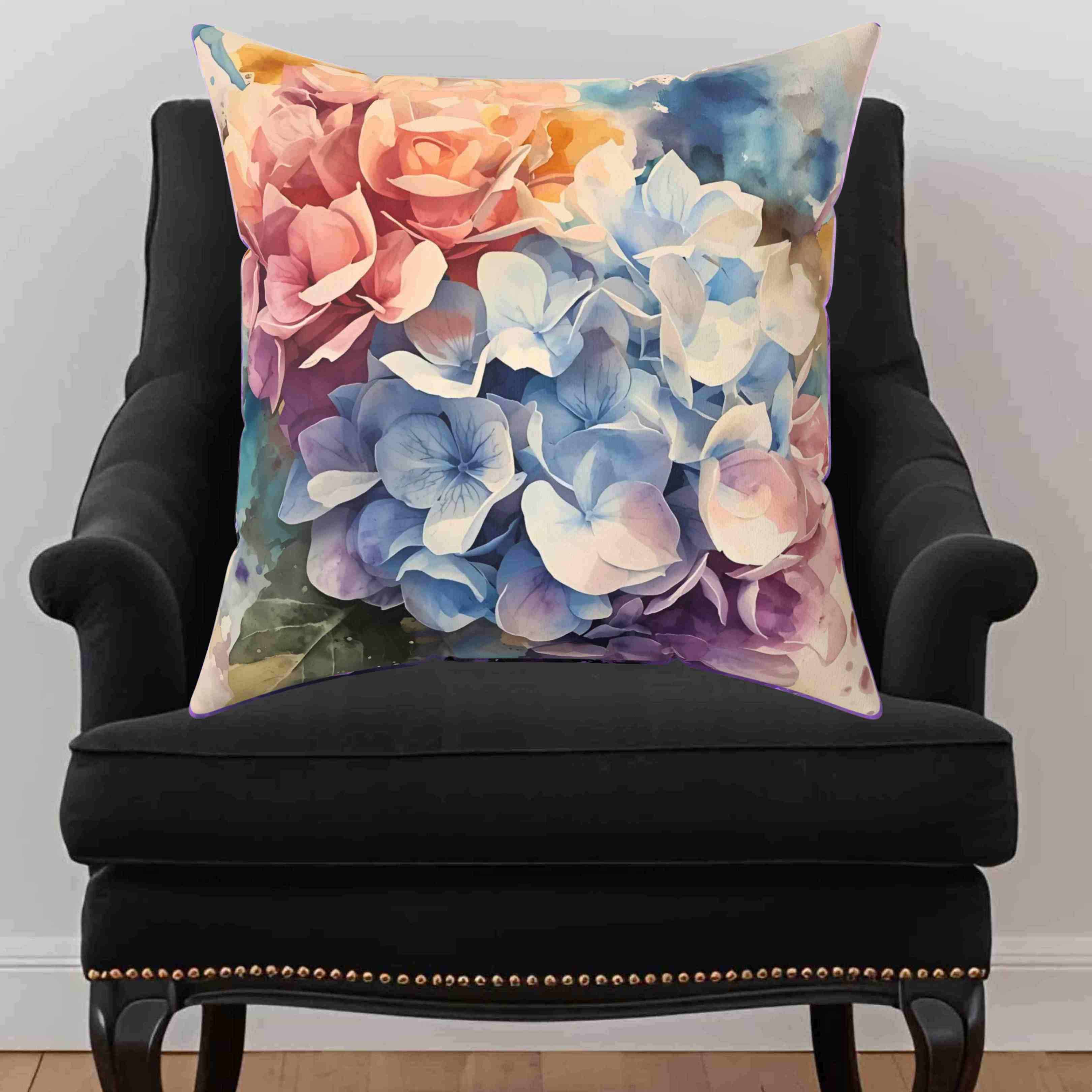Hydrangea Accent Pillow, Decorative Cushion for Home, Gift for Her, Cozy Living Room Decor, Soft Square Pillow, Mother's Day Gift product thumbnail image