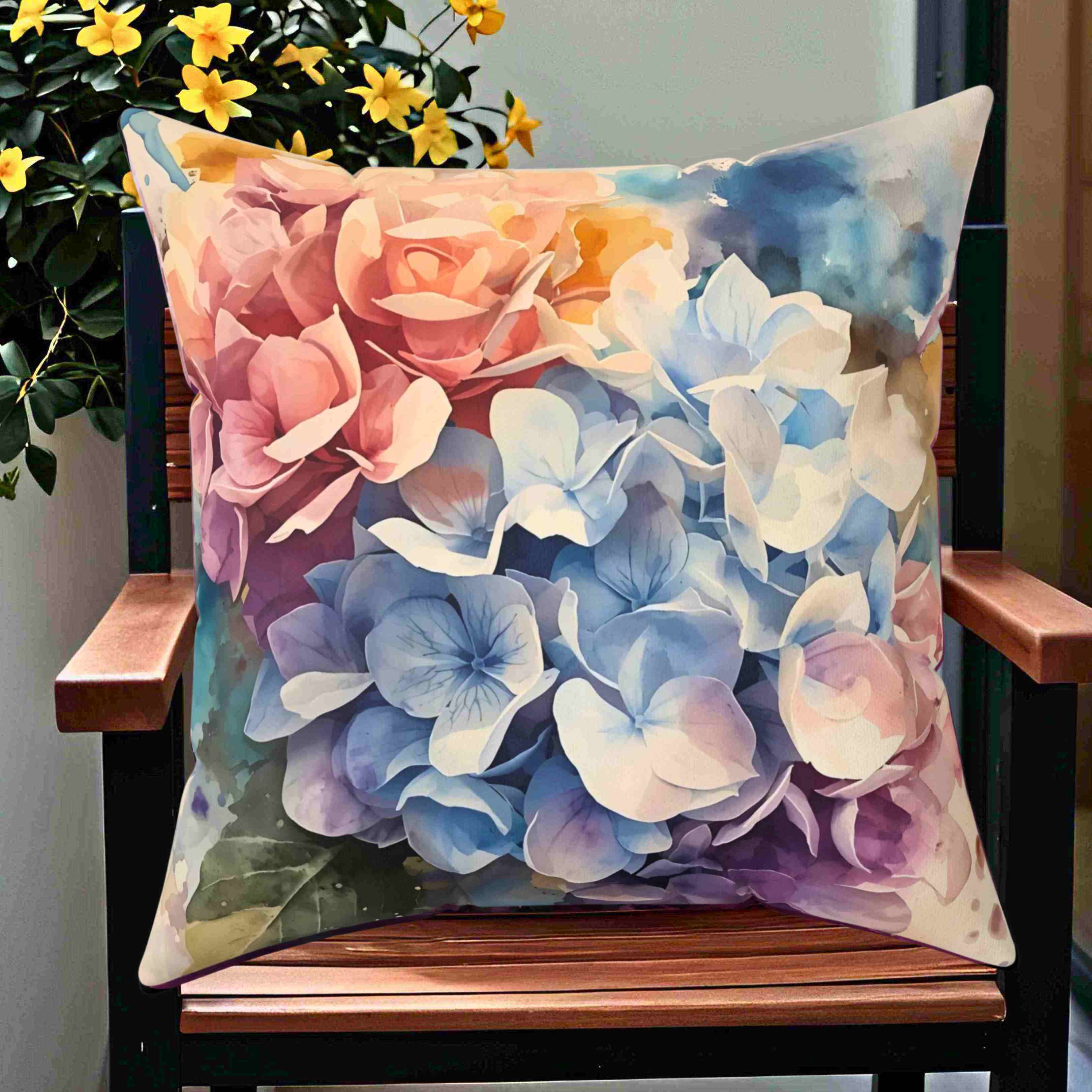 Hydrangea Accent Pillow, Decorative Cushion for Home, Gift for Her, Cozy Living Room Decor, Soft Square Pillow, Mother's Day Gift product thumbnail image