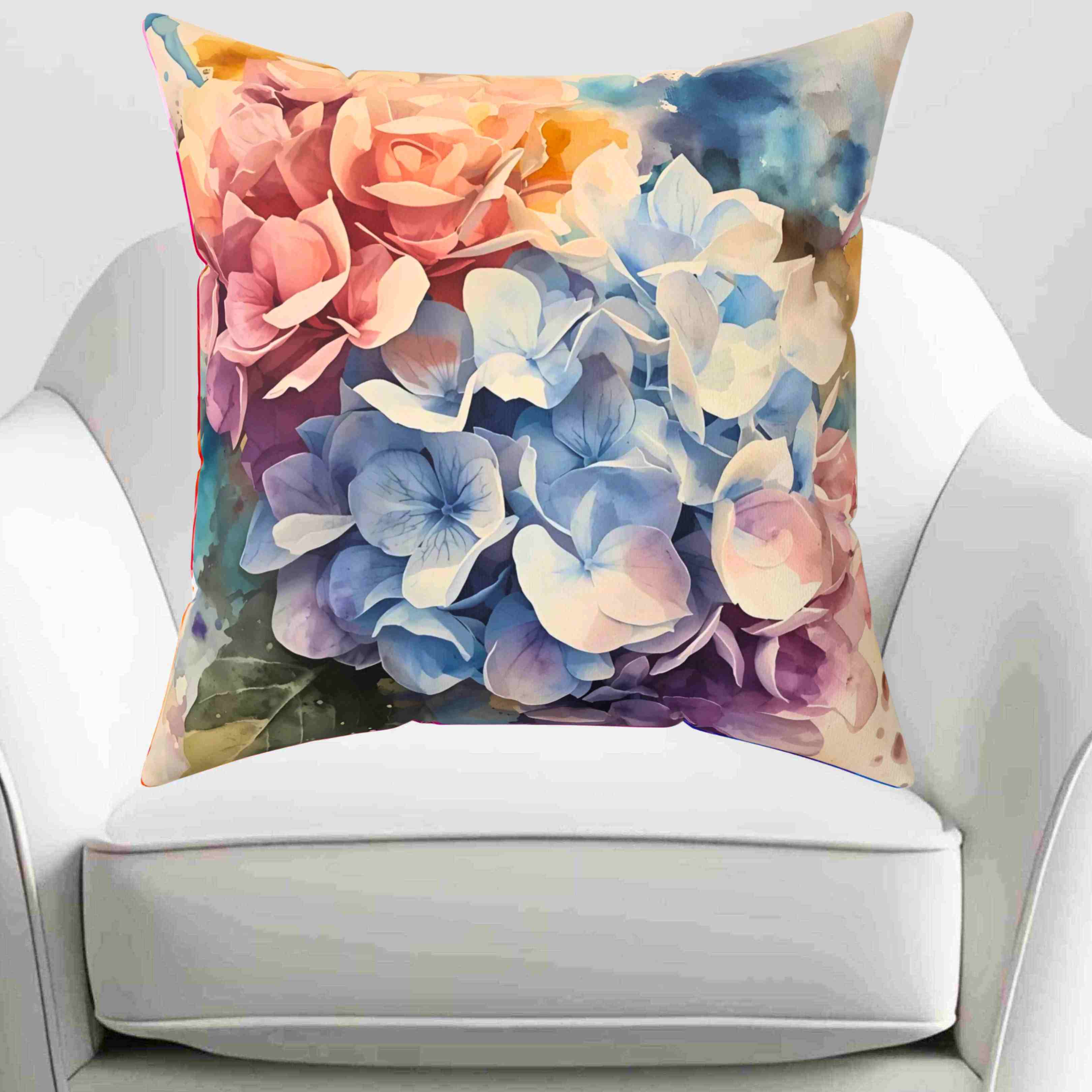 Hydrangea Accent Pillow, Decorative Cushion for Home, Gift for Her, Cozy Living Room Decor, Soft Square Pillow, Mother's Day Gift product thumbnail image