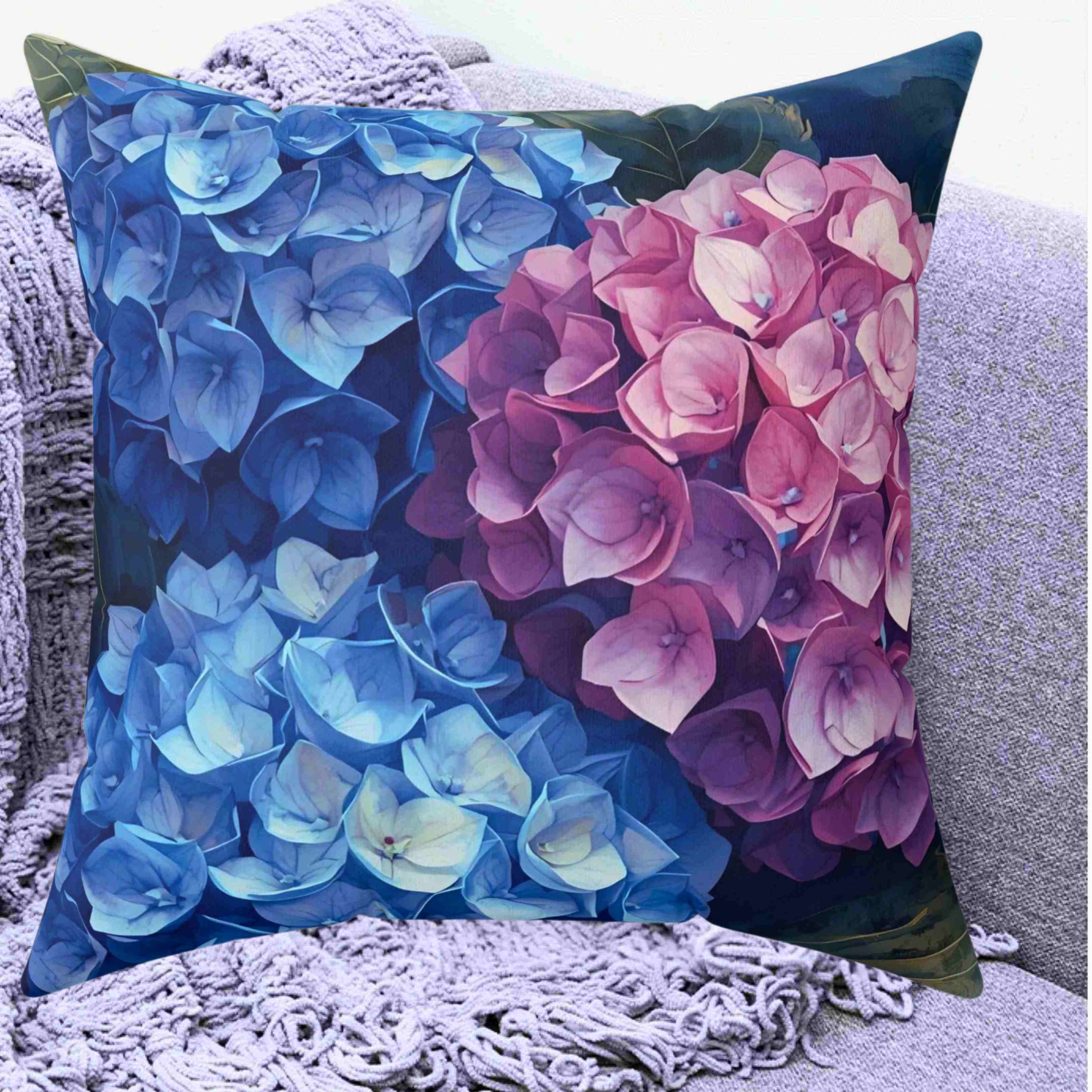 Hydrangea Art | Floral Decorative Pillow | Home Decor, Couch Cushion, Gift for Her, Living Room Accent, Spring Accent product thumbnail image