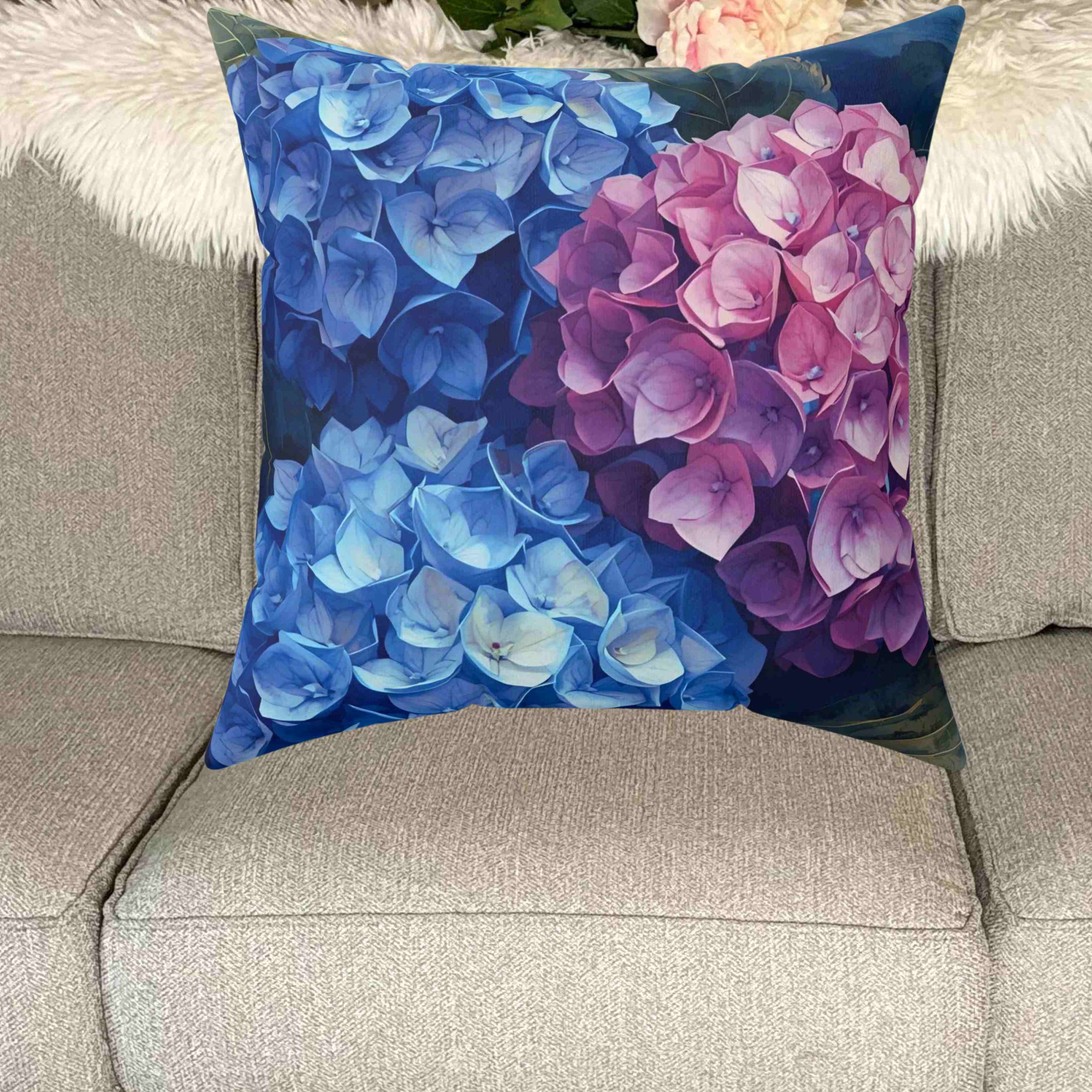 Hydrangea Art | Floral Decorative Pillow | Home Decor, Couch Cushion, Gift for Her, Living Room Accent, Spring Accent product thumbnail image
