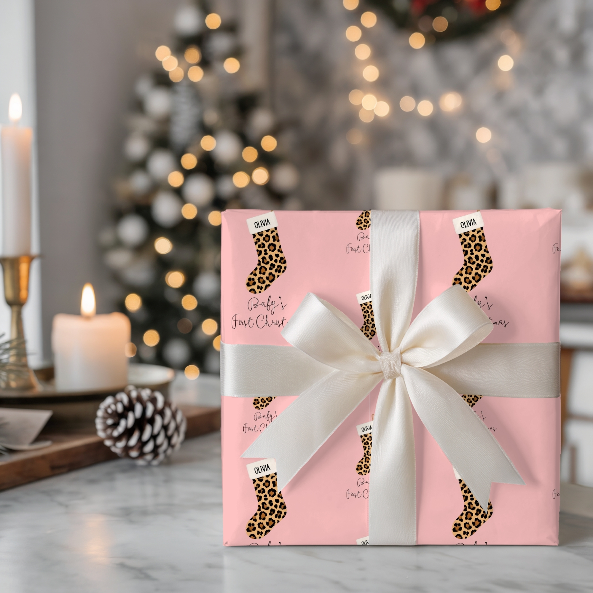 Babys First Christmas Chic Leopard Print Wrapping Paper product thumbnail image Babys First Christmas Chic Leopard Print Wrapping Paper product thumbnail image