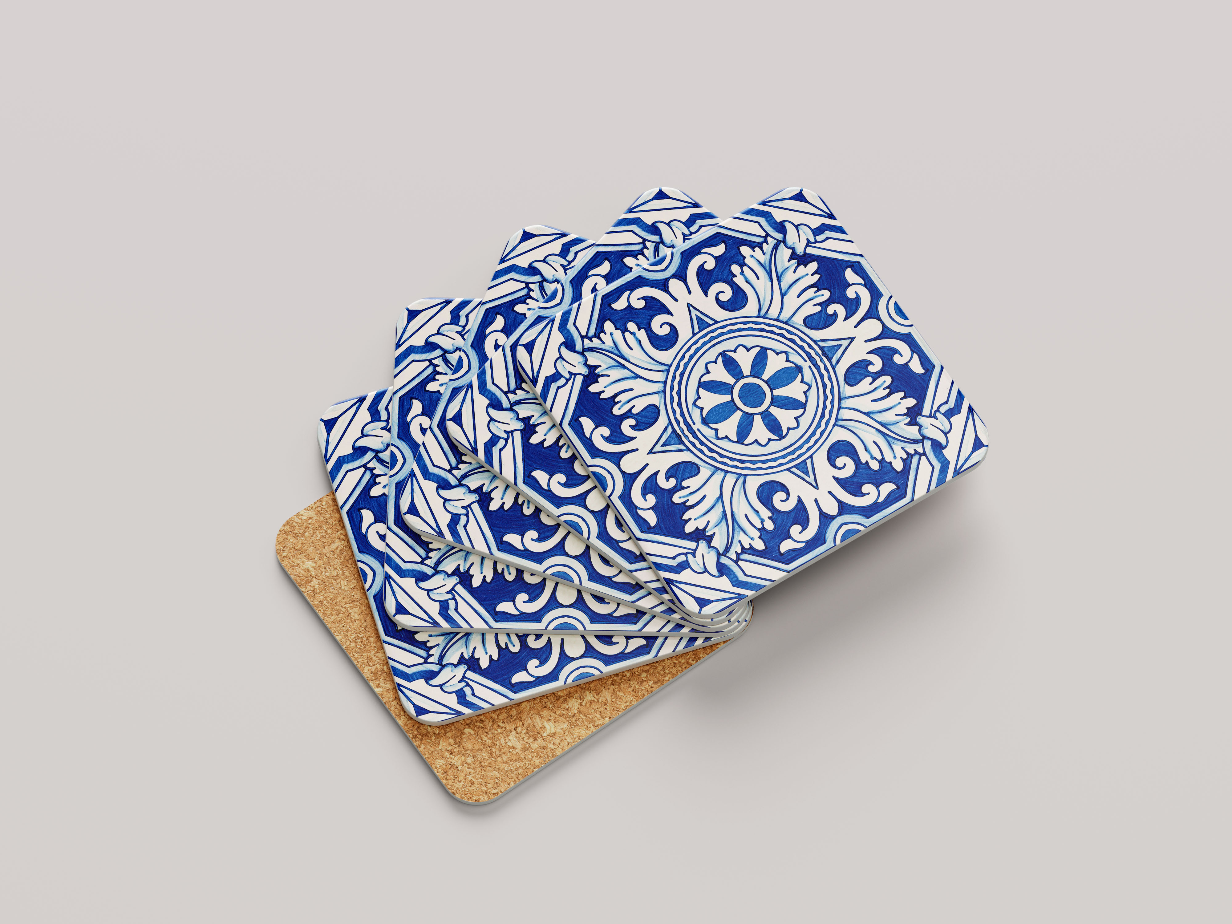 Azulejo Blue Blossom Cork Back Coaster product thumbnail image Azulejo Blue Blossom Cork Back Coaster product thumbnail image