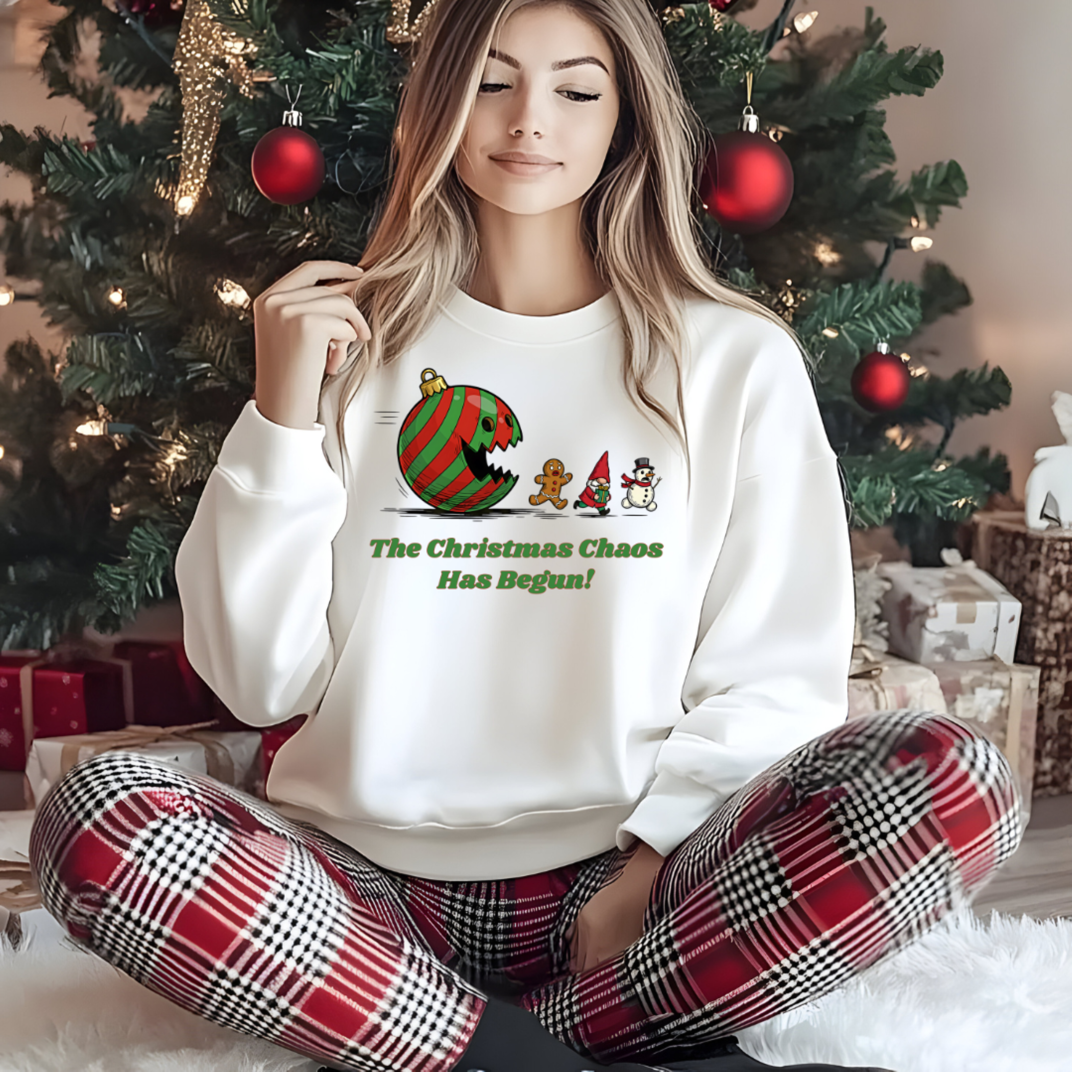 Christmas Themed Sweatshirt with Fun Holiday Graphics