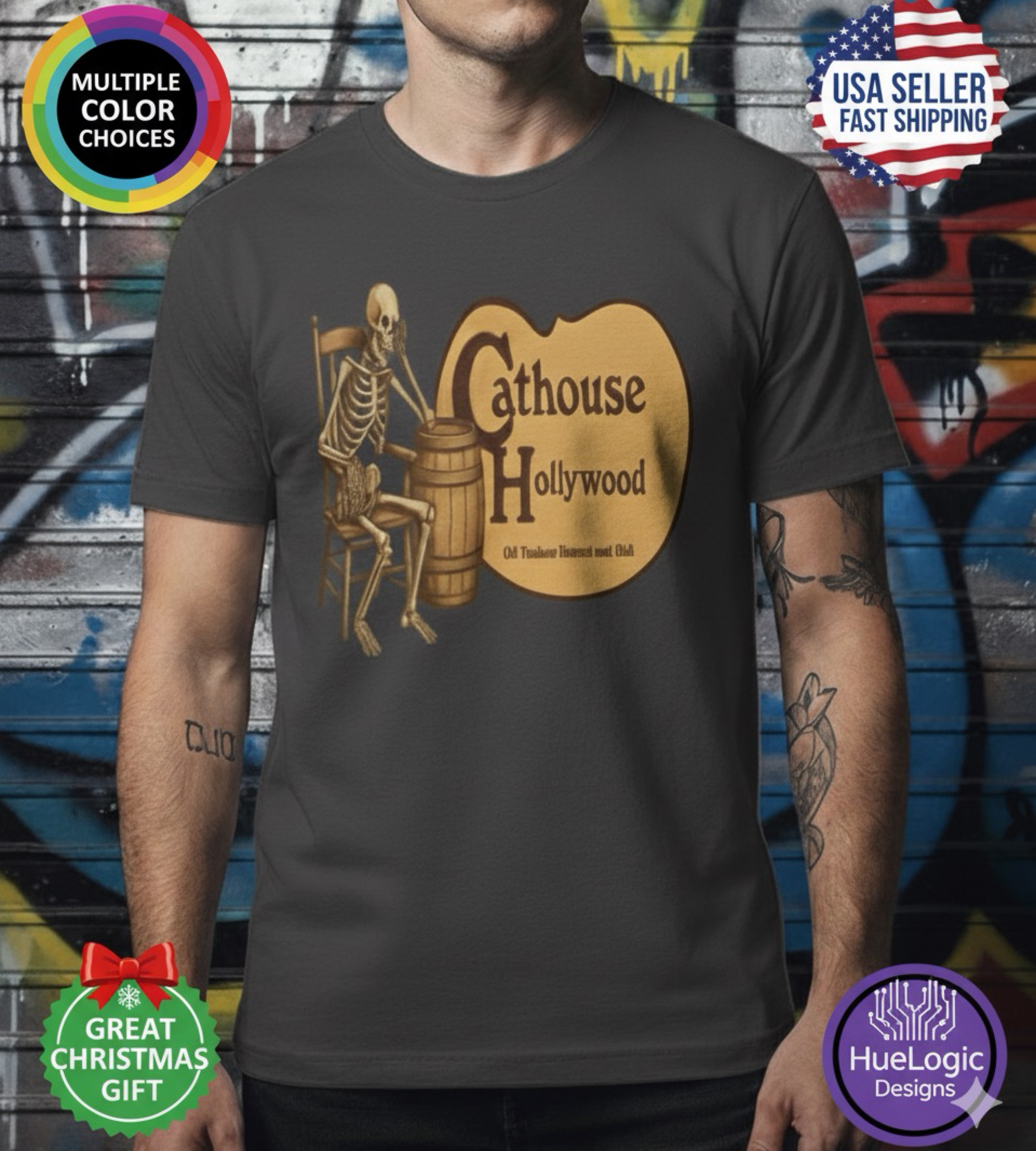 Cathouse Hollywood Shirt Rikki Rachtman Cracker Barrel Logo Tee MTV T-shirt Cathouse Hollywood Shirt Rikki Rachtman Cracker Barrel Logo Tee MTV T-shirt