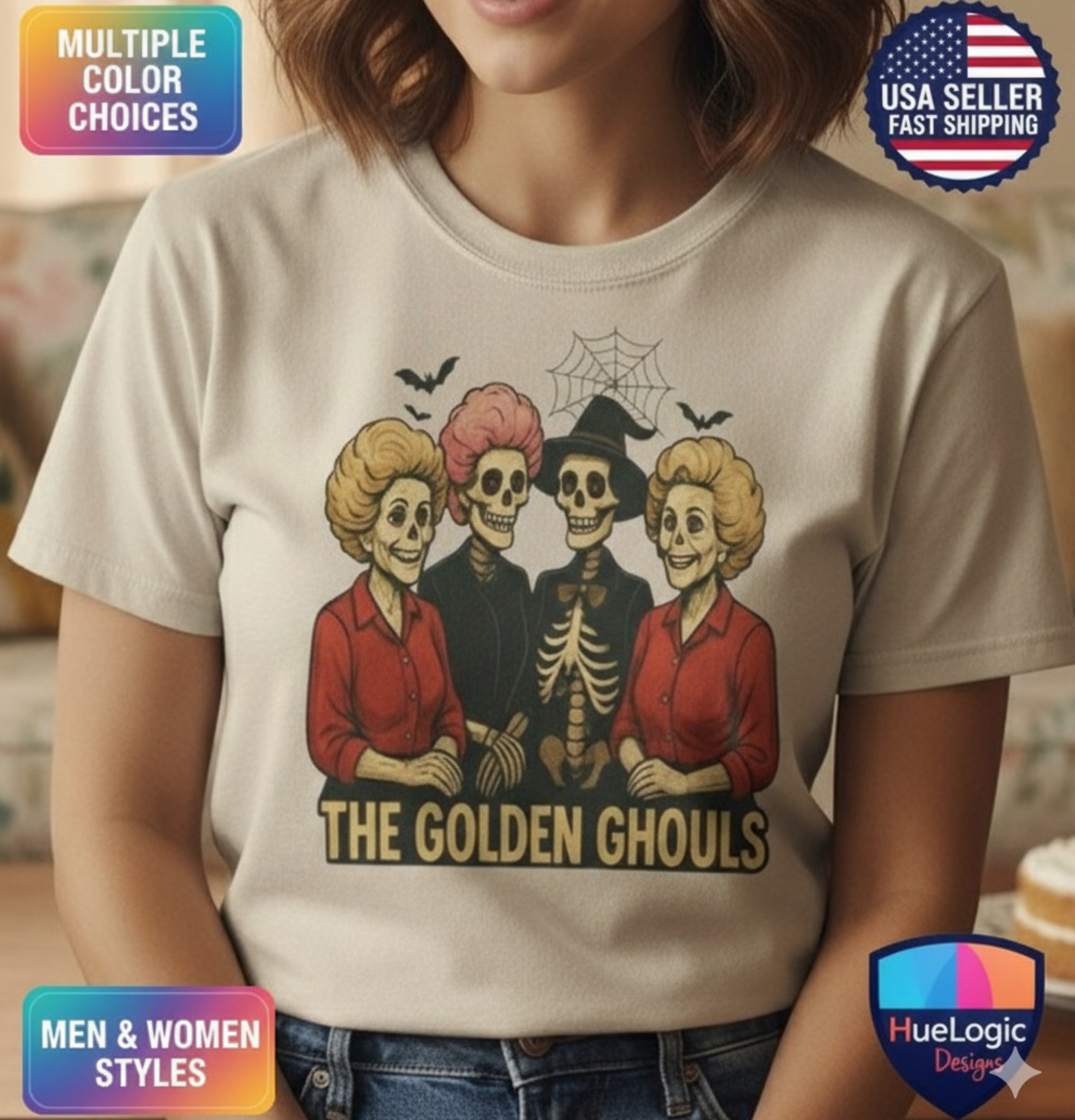 The Golden Ghouls Halloween Shirt Funny Golden Girls Retro Spooky Season T-Shirt The Golden Ghouls Halloween Shirt Funny Golden Girls Retro Spooky Season T-Shirt