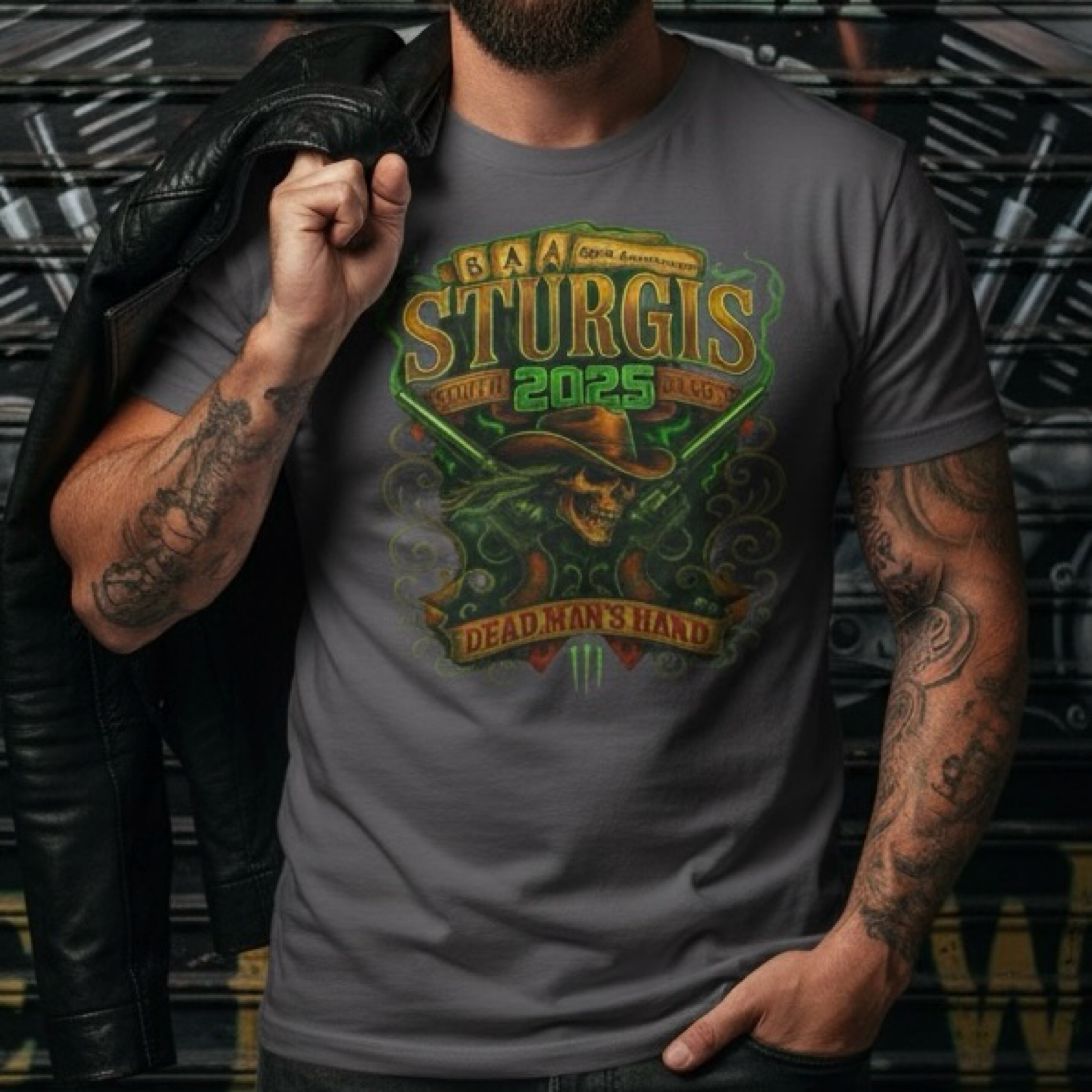 Sturgis 2025 Dead Man’s Hand HD T-Shirt Biker Rally Skull Tee 85th Anniversary product thumbnail image