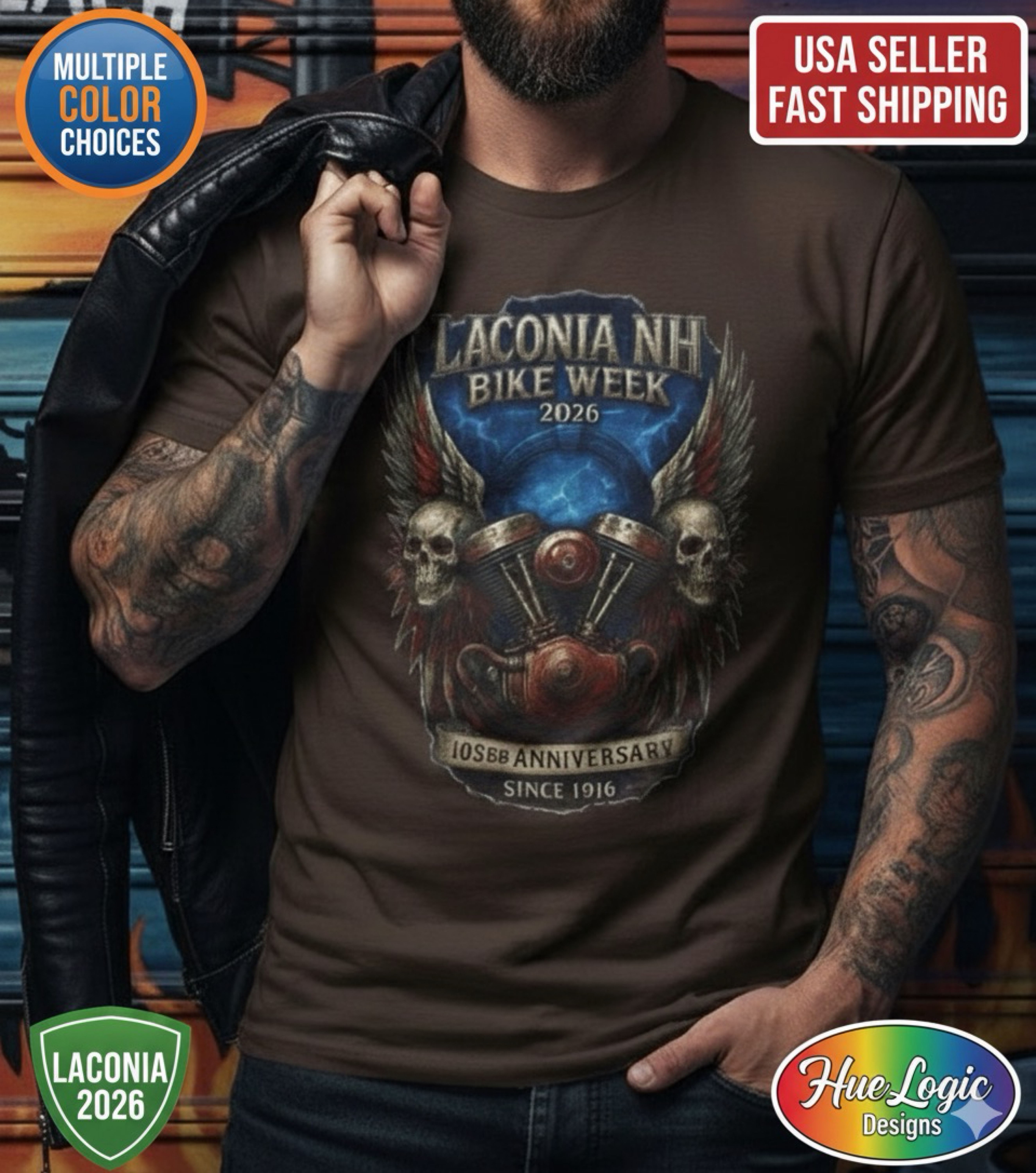 2026 Laconia NH Bike Week T-Shirt Biker No Harley Rally Tee 103rd Anniversary 2026 Laconia NH Bike Week T-Shirt Biker No Harley Rally Tee 103rd Anniversary