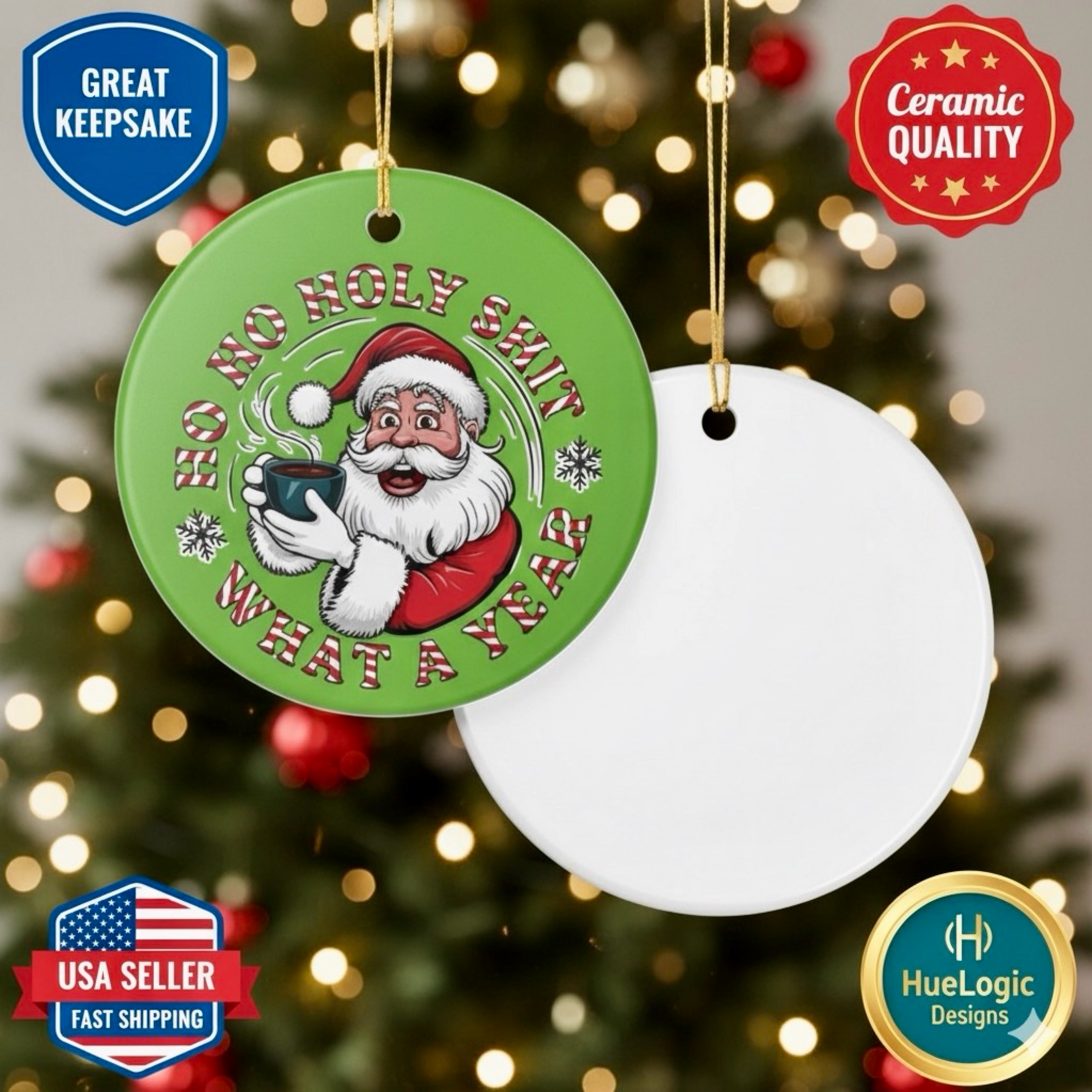 Funny Santa Ornament, Holiday Decoration, Christmas Gift, Humor [...] product thumbnail image