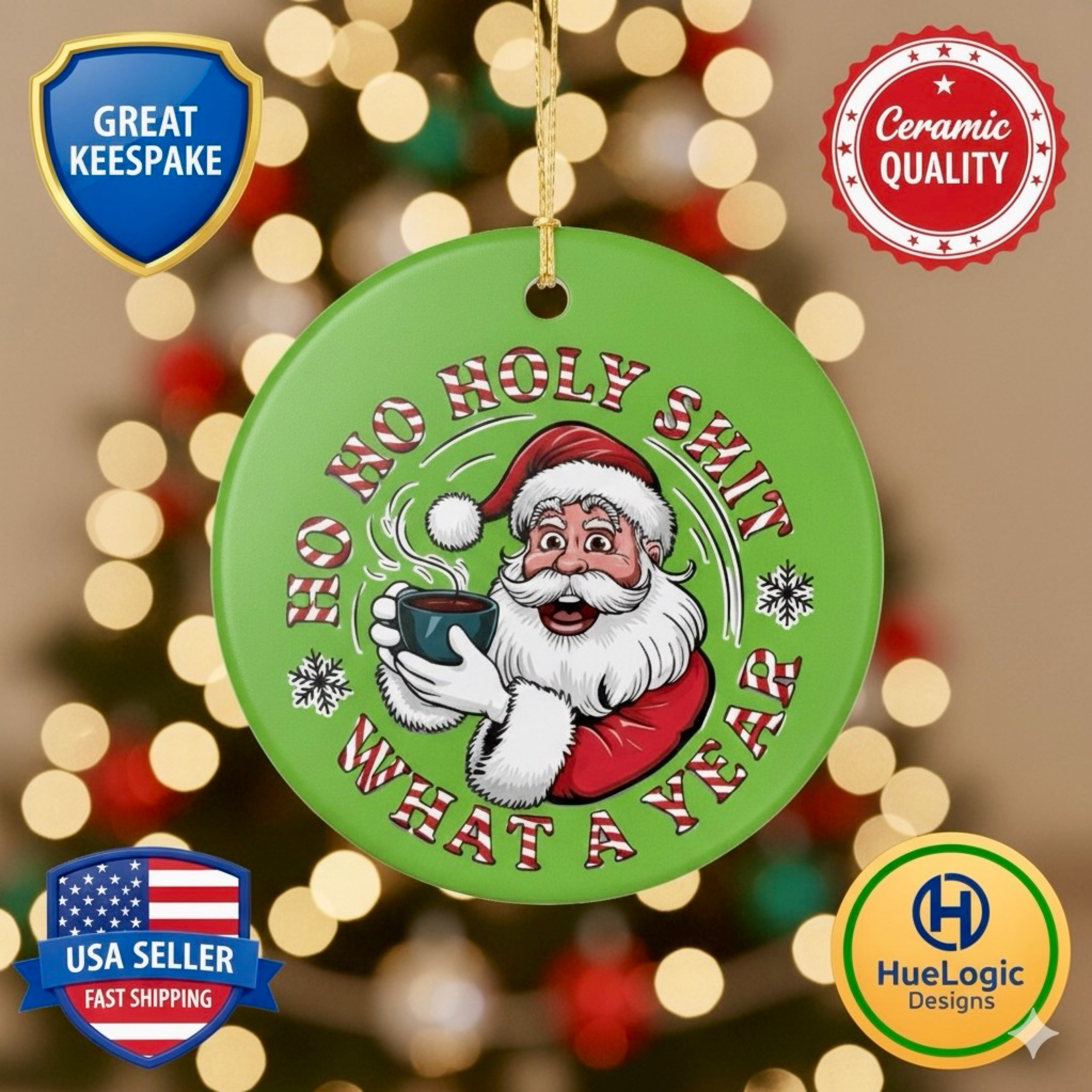 Funny Santa Ornament, Holiday Decoration, Christmas Gift, Humor [...]