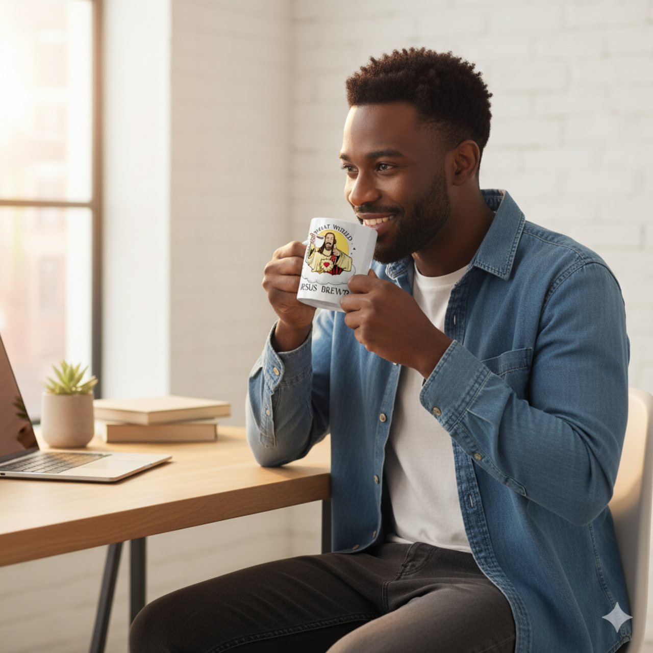 Inspirational Two-Tone Coffee Mug - "What Would Jesus Brew?"  product thumbnail image Inspirational Two-Tone Coffee Mug - "What Would Jesus Brew?"  product thumbnail image