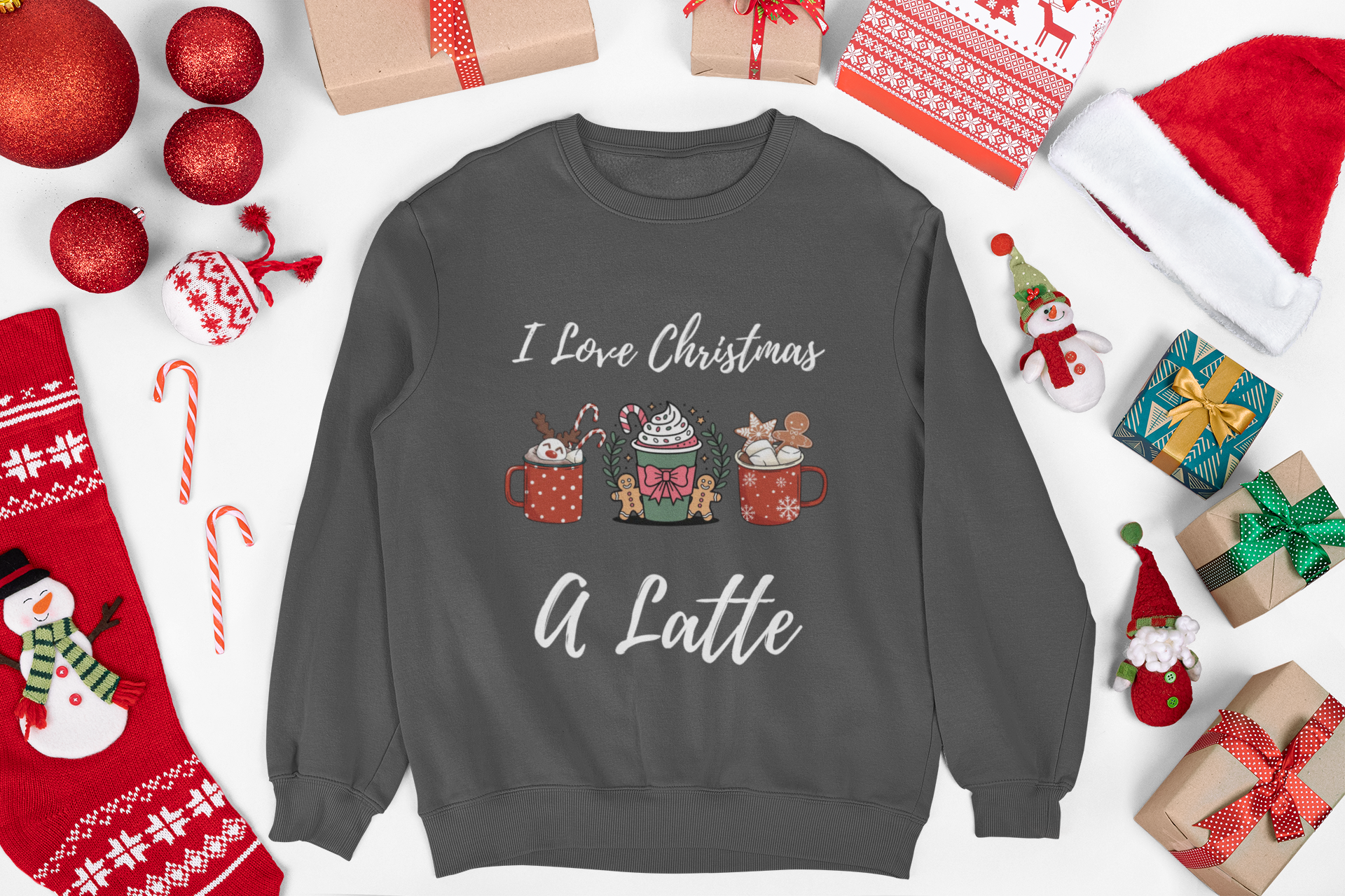 Christmas Coffee Lover Sweatshirt, I Love Christmas A Latte Cozy Winter Apparel product thumbnail image Christmas Coffee Lover Sweatshirt, I Love Christmas A Latte Cozy Winter Apparel product thumbnail image