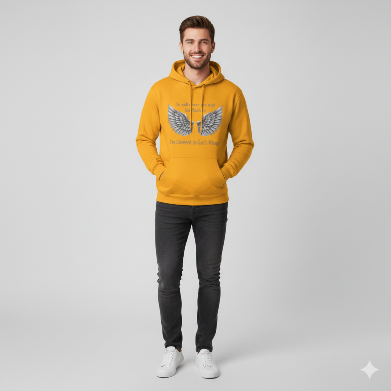 Faith-Inspired Crewneck Sweatshirt with Wings Design product thumbnail image Faith-Inspired Crewneck Sweatshirt with Wings Design product thumbnail image