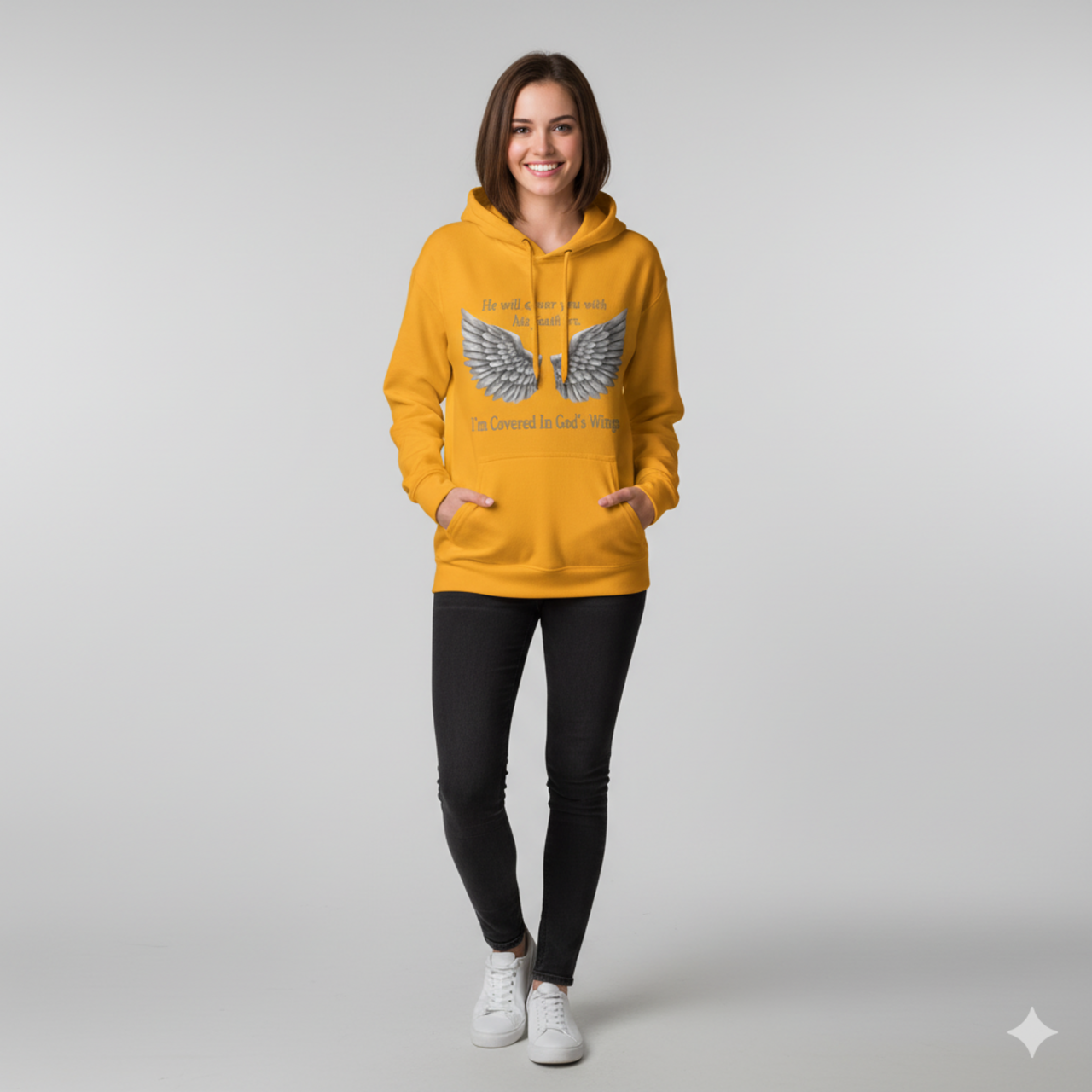 Faith-Inspired Crewneck Sweatshirt with Wings Design product thumbnail image Faith-Inspired Crewneck Sweatshirt with Wings Design product thumbnail image