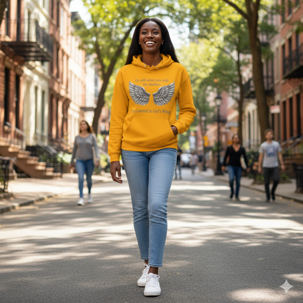 Faith-Inspired Crewneck Sweatshirt with Wings Design product thumbnail image Faith-Inspired Crewneck Sweatshirt with Wings Design product thumbnail image