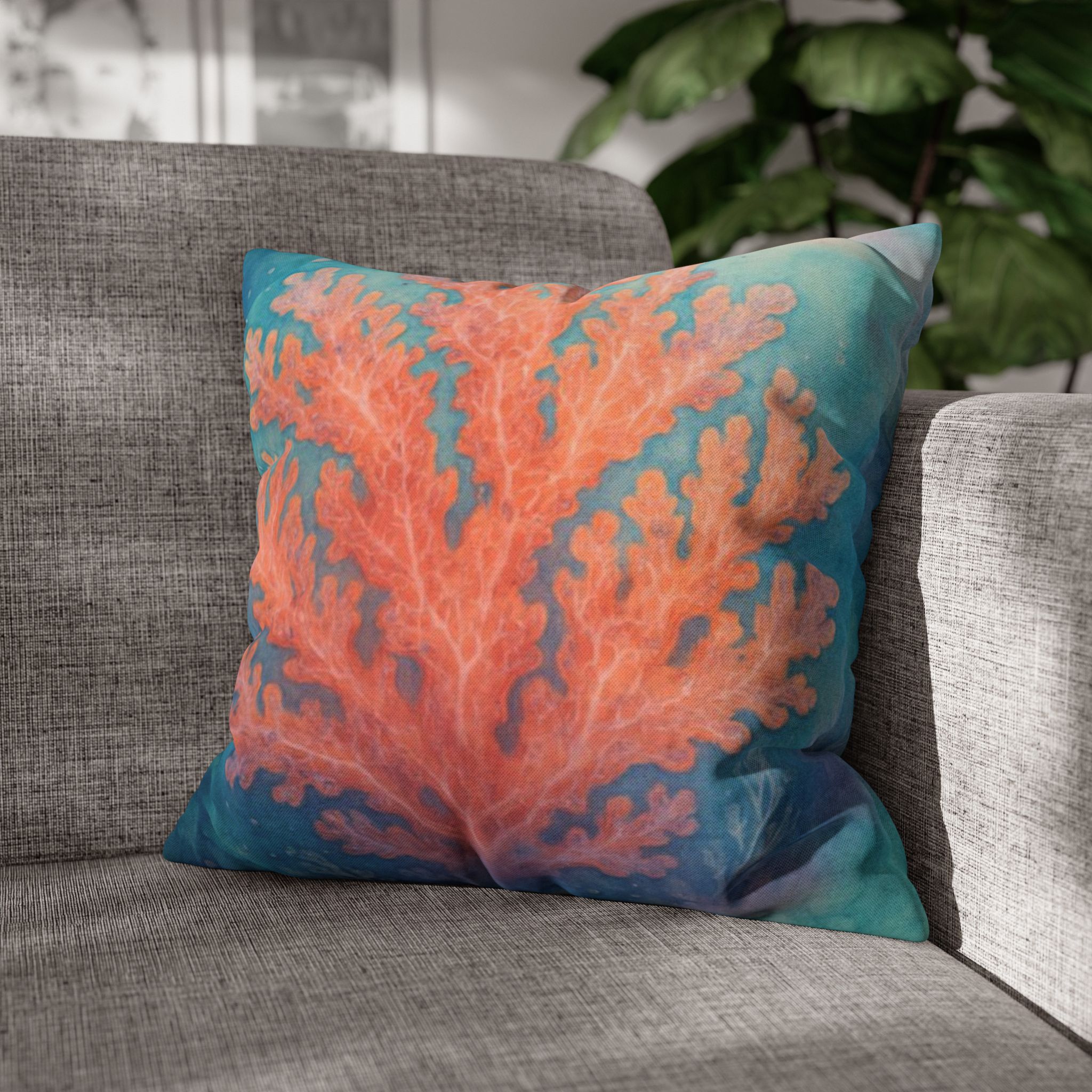 Coral Kiss Polyester Square Pillow, 4 sizes product thumbnail image Coral Kiss Polyester Square Pillow, 4 sizes product thumbnail image