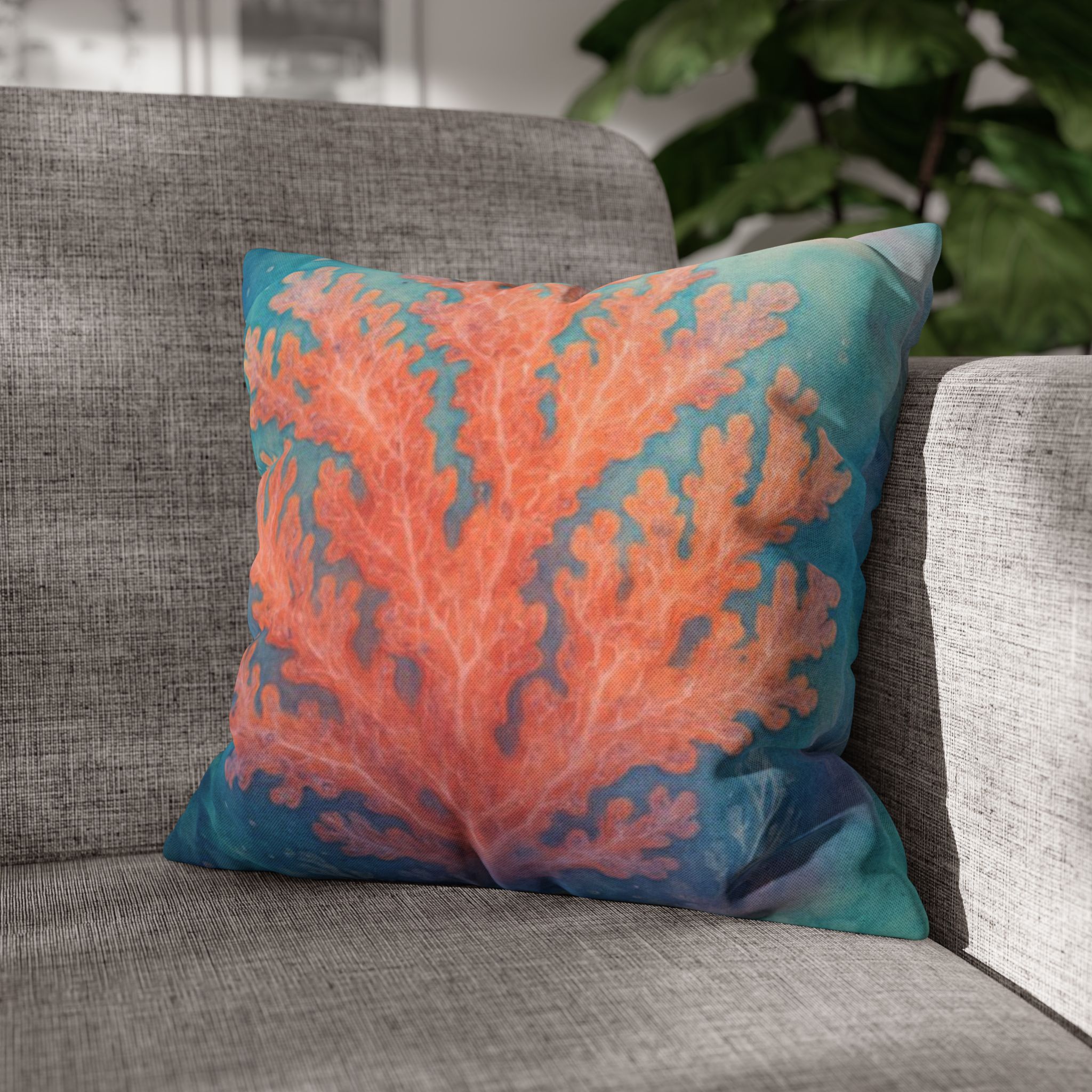 Coral Kiss Polyester Square Pillow, 4 sizes product thumbnail image