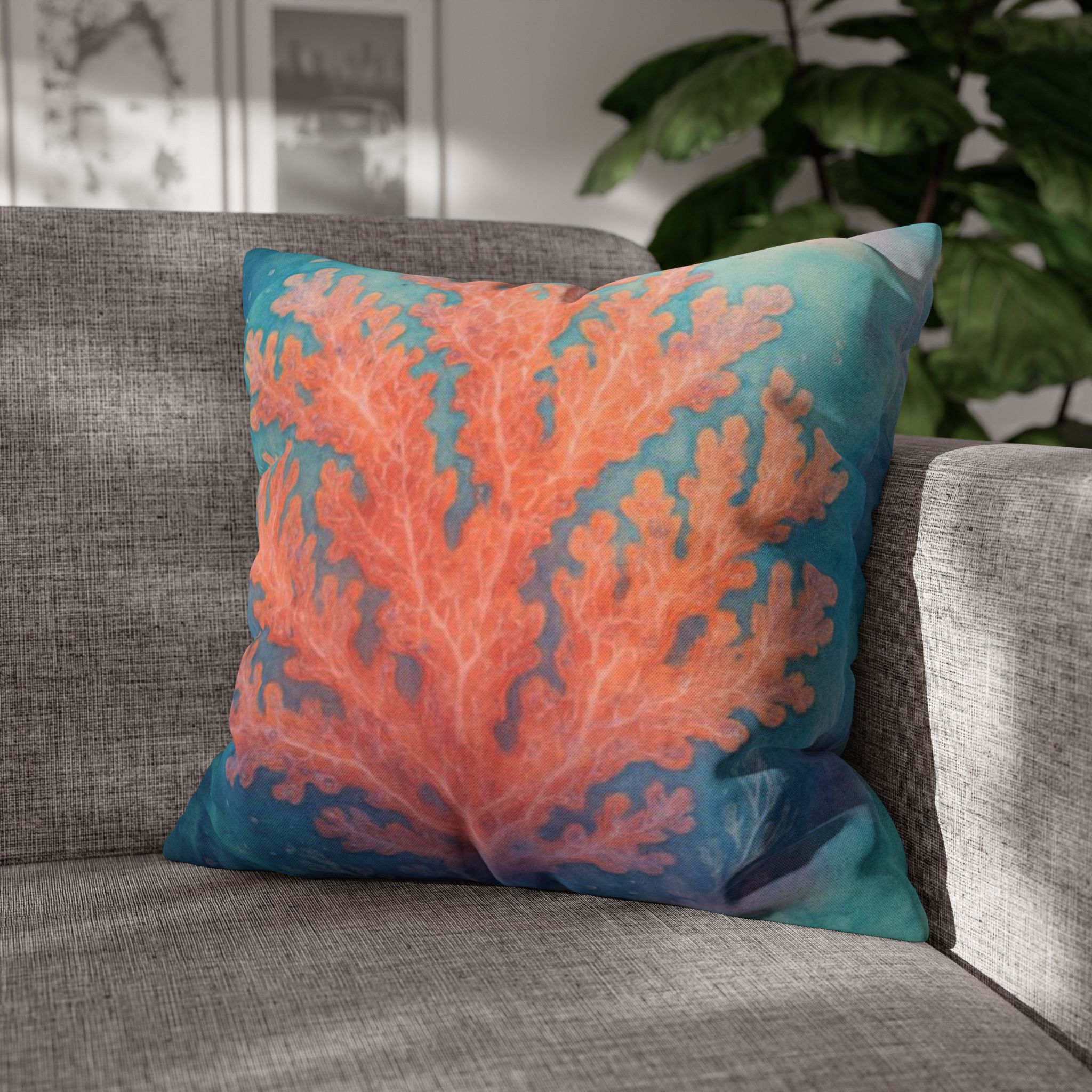 Coral Kiss Polyester Square Pillow, 4 sizes product thumbnail image