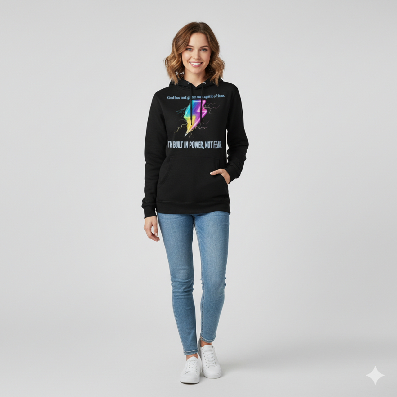 Empowering Graphic Hoodie - Built in Power, Not Fear product thumbnail image Empowering Graphic Hoodie - Built in Power, Not Fear product thumbnail image